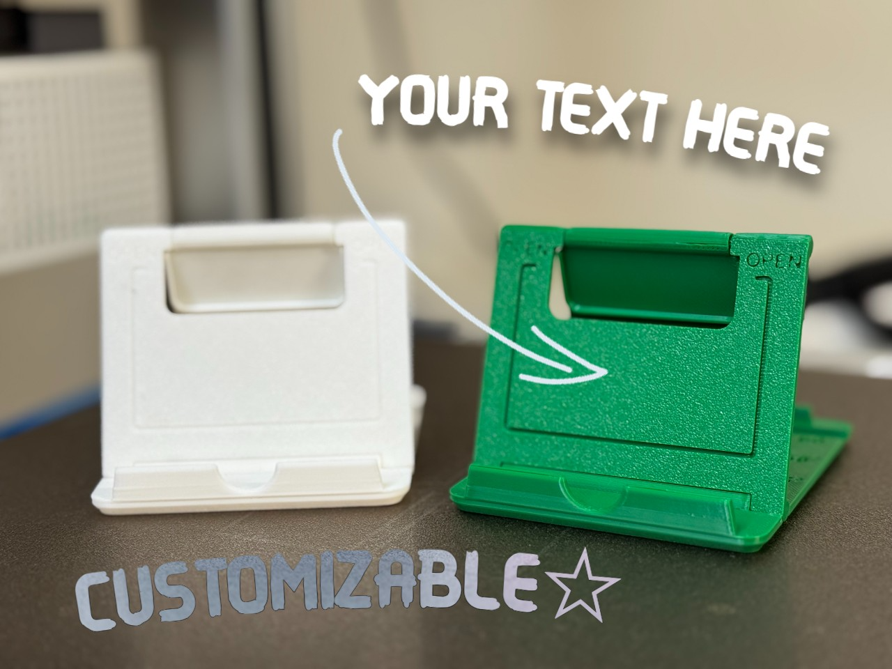 Foldable Phone Stand – Custom Text & Brand Logos
