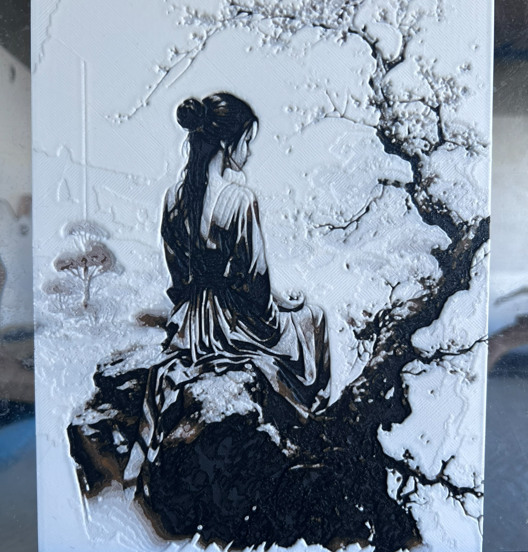 Japanese girl by the tree hueforge