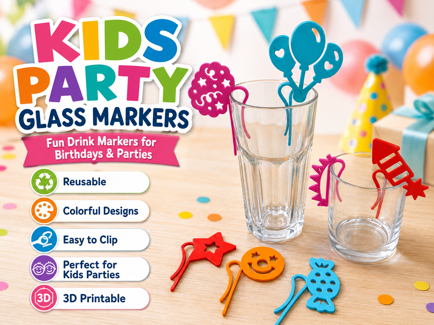 Glasmarker für Kinderpartys & Kindergeburtstage