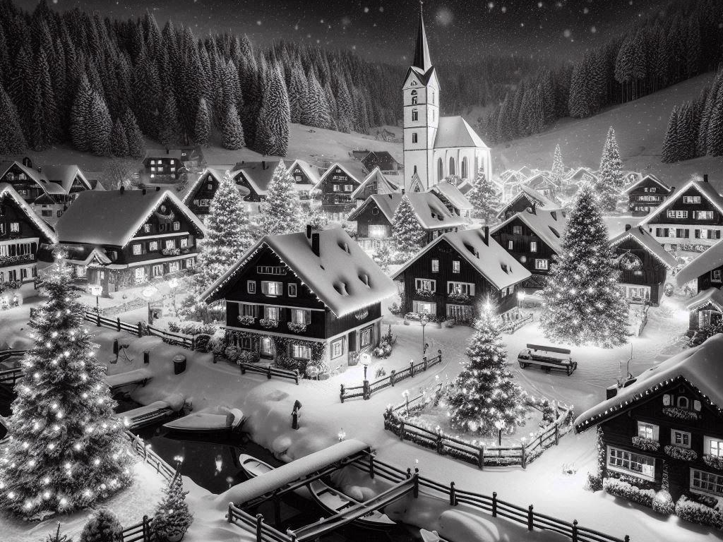 Winterlandschaft im Wald / Weihnachtsdorf