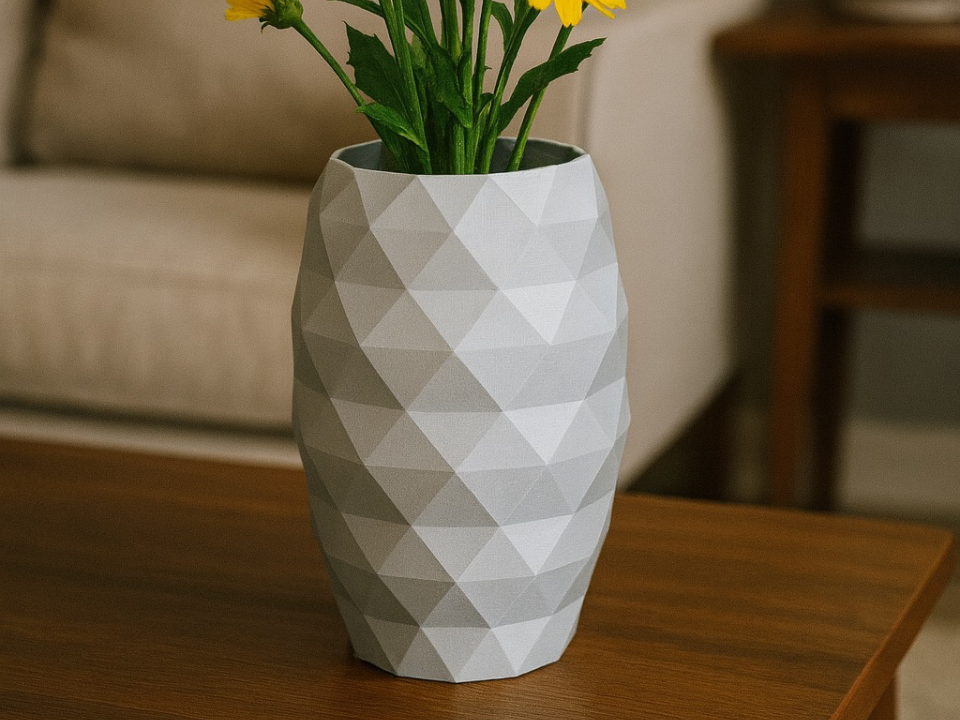 Moderne Deko-Vase mit Facettenstruktur