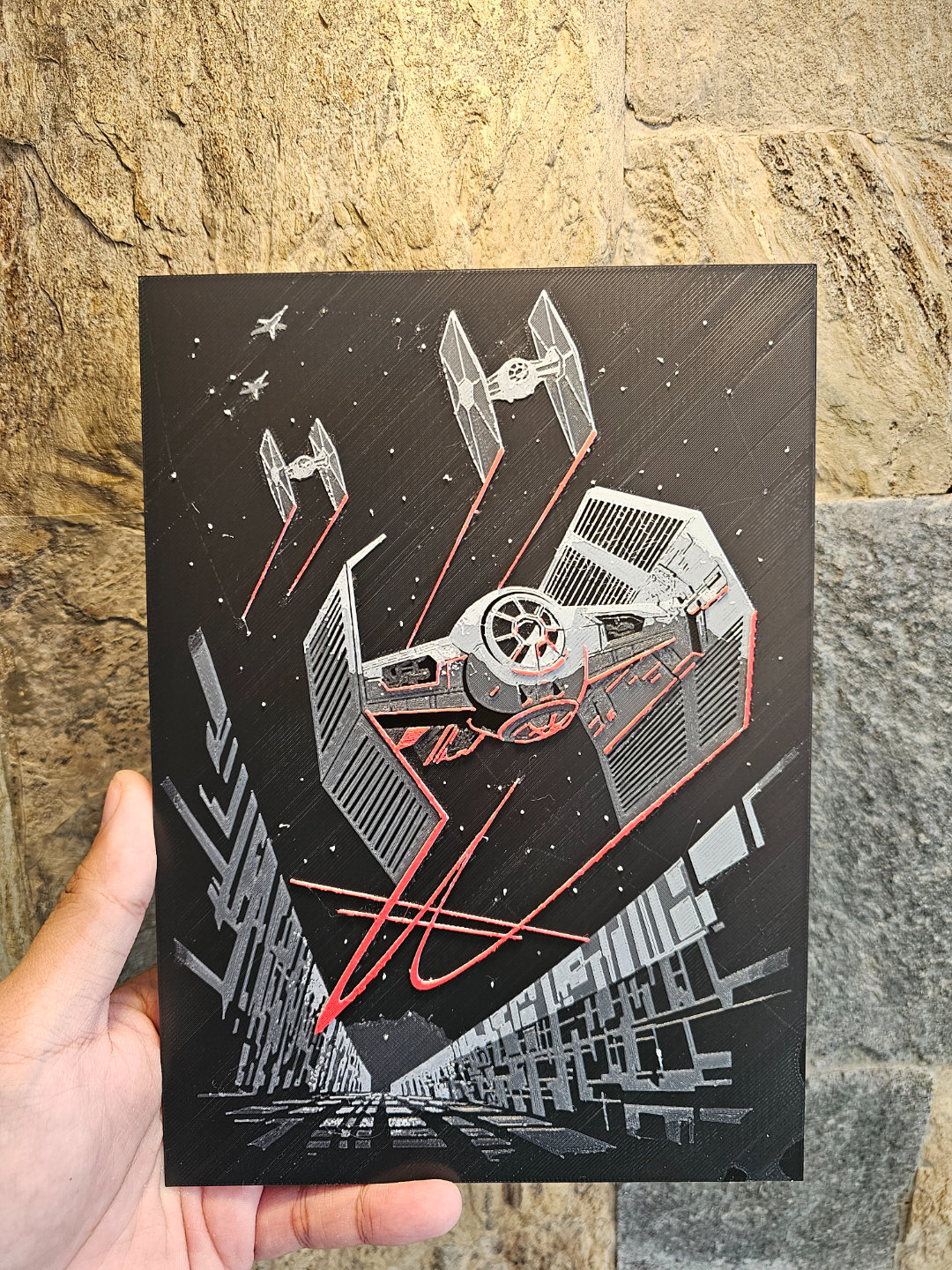 Tie Fighters with Red Streak Star Wars Hueforge