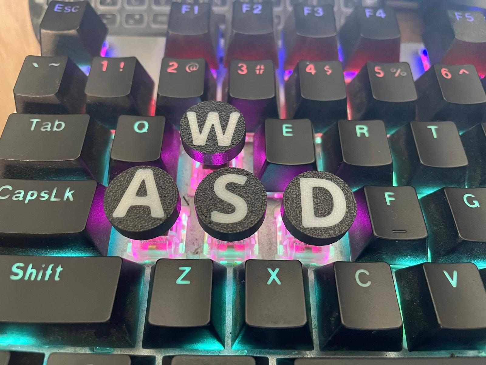 buttons (wasd) for a typewriter-style keyboard