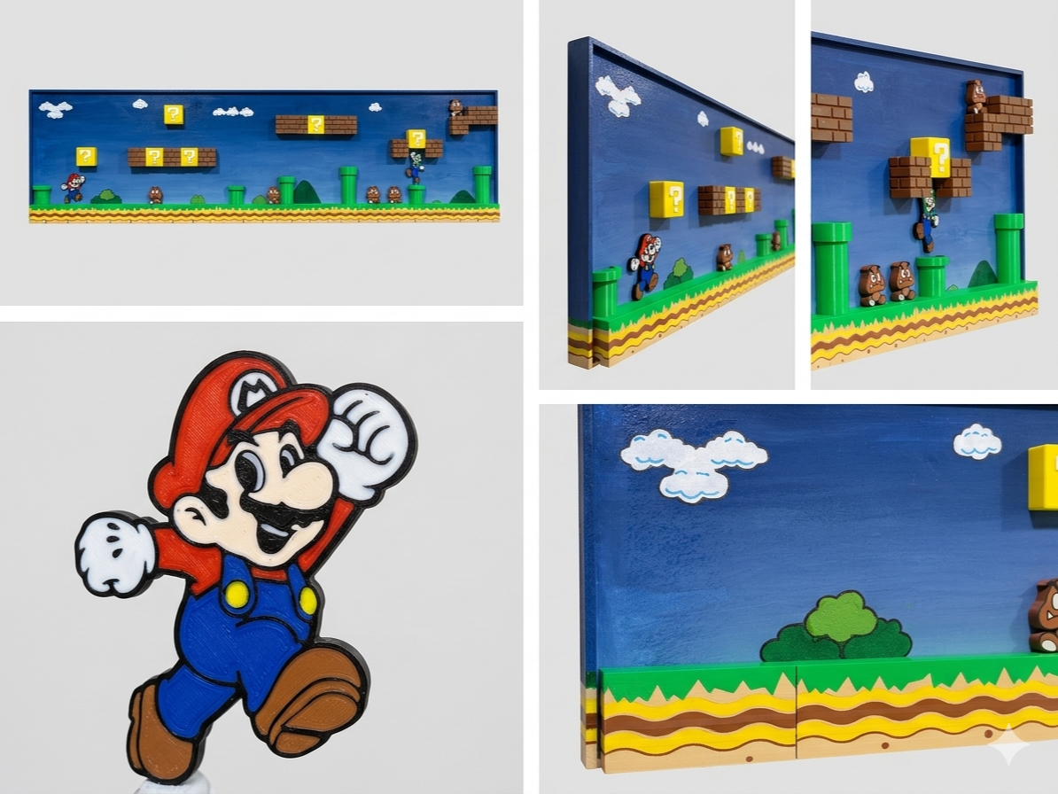 Super Mario Bros Level 1-1 Giant Wall Art 35x150cm