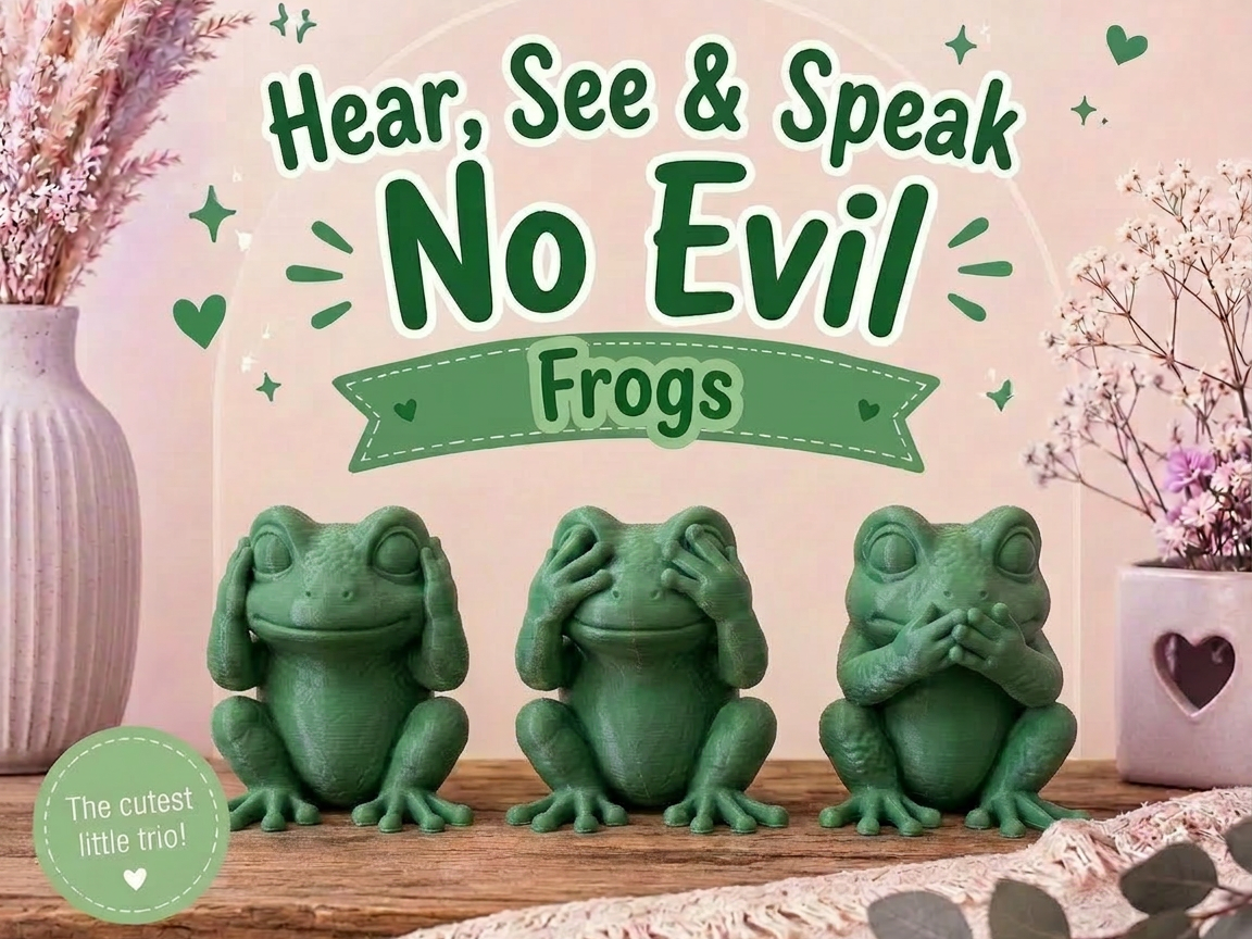 Hear, See & Speak No Evil Frogs