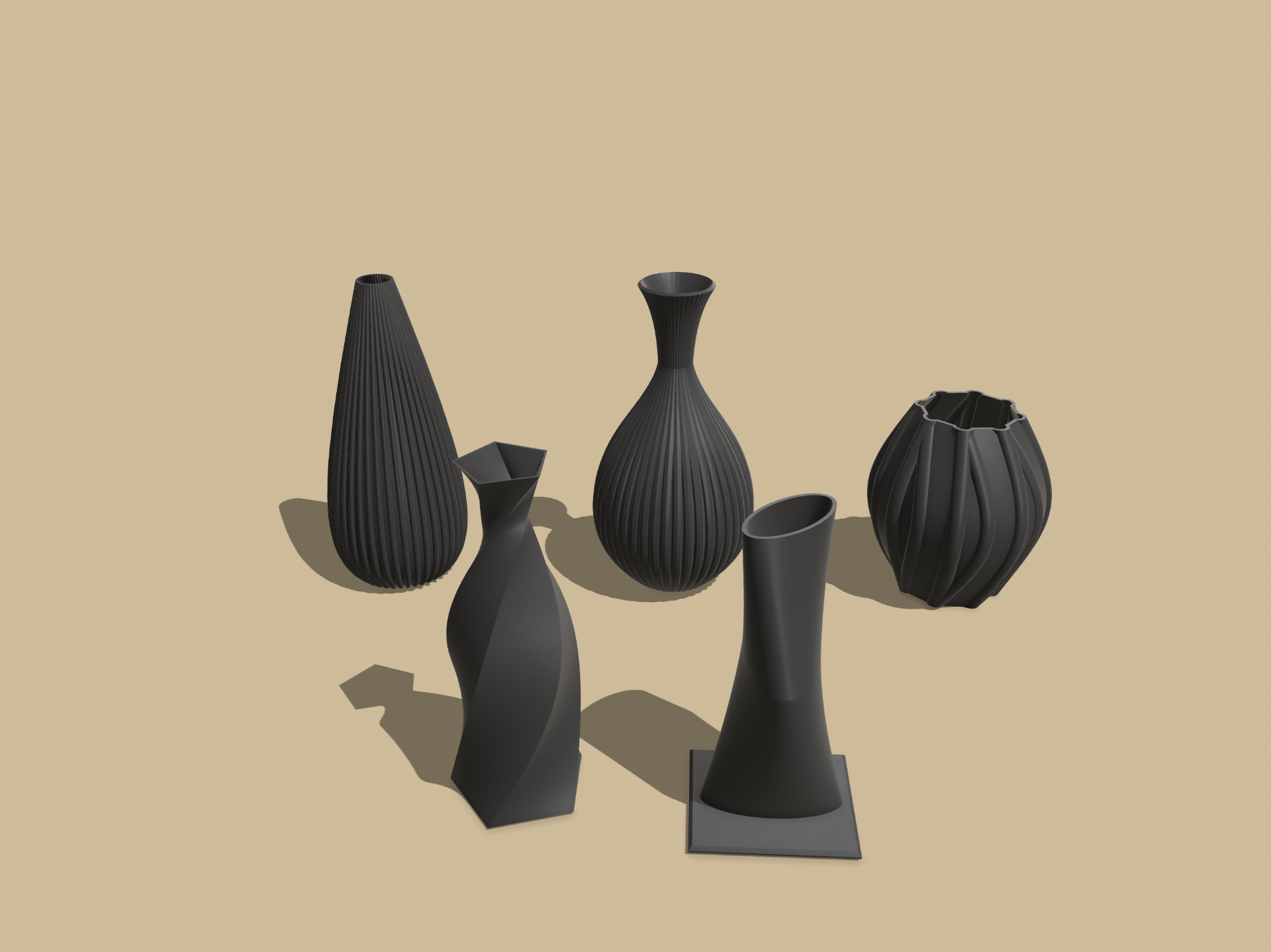 Fünf verschiedene Abstrakte Vasen / Five different abstract vases