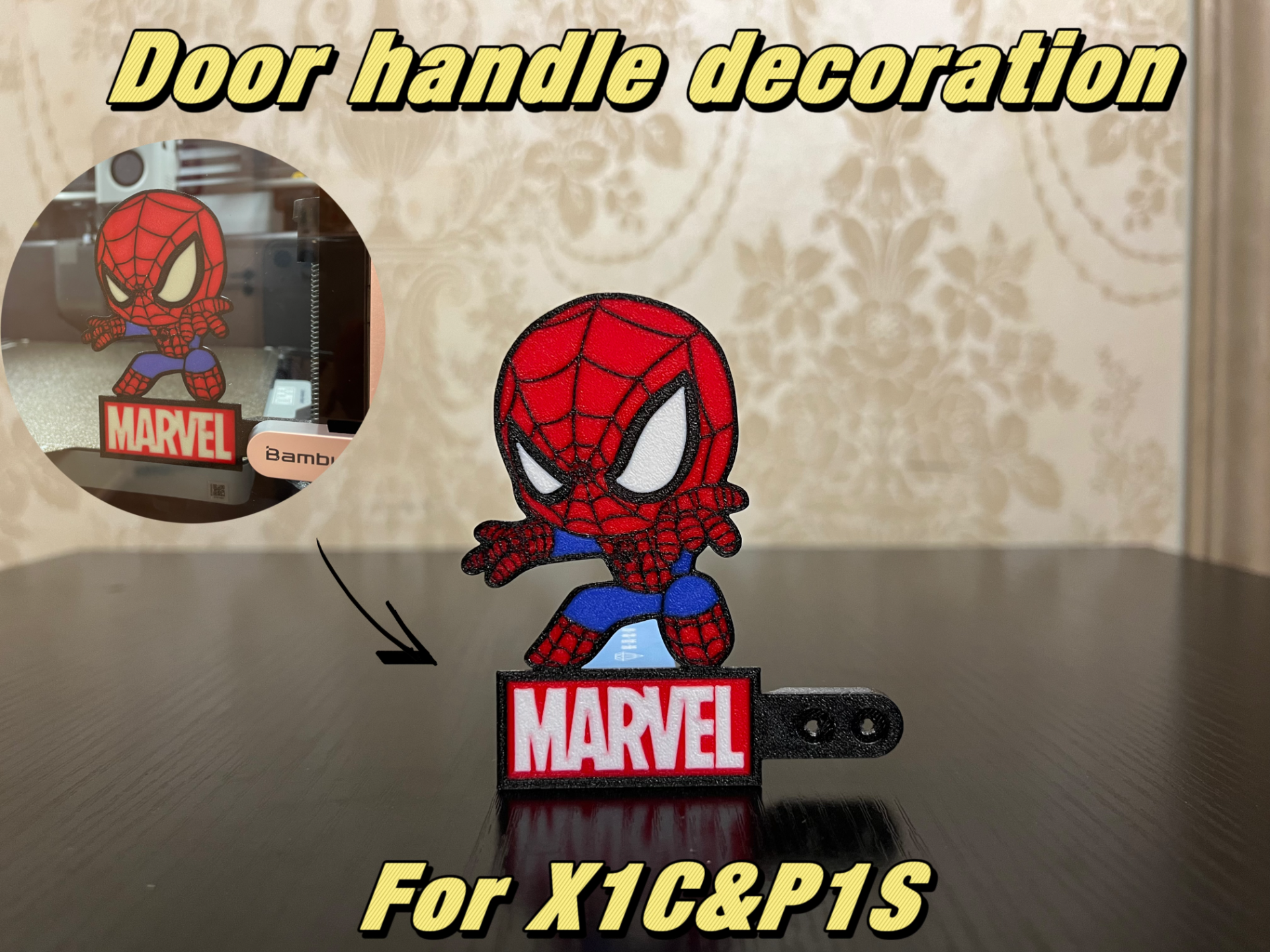蜘蛛侠 Marvel Spiderman Door Handle Ornament X1C P1S