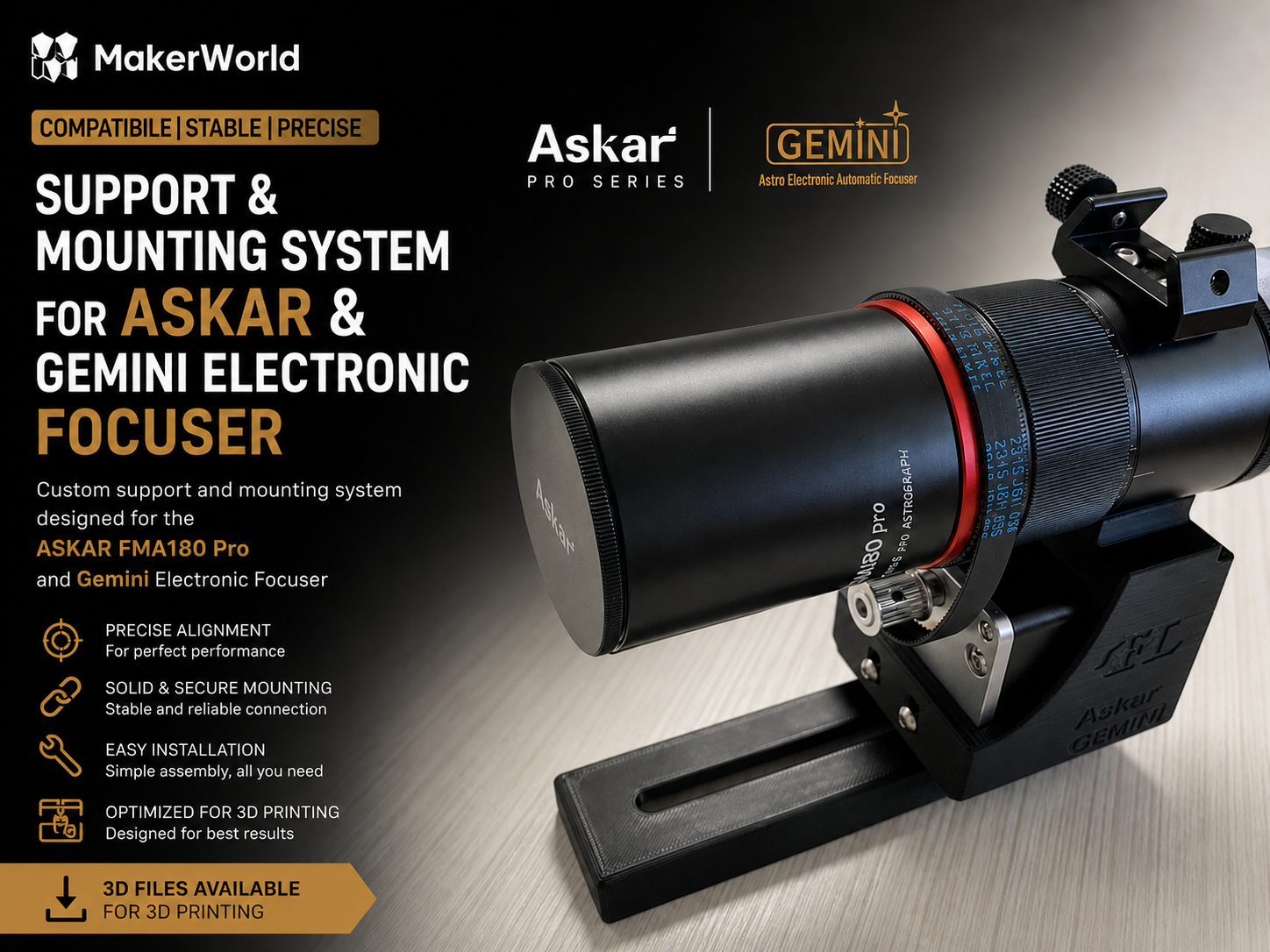 ASKAR FMA180 Pro + Gemini Electronic Focuser Mount