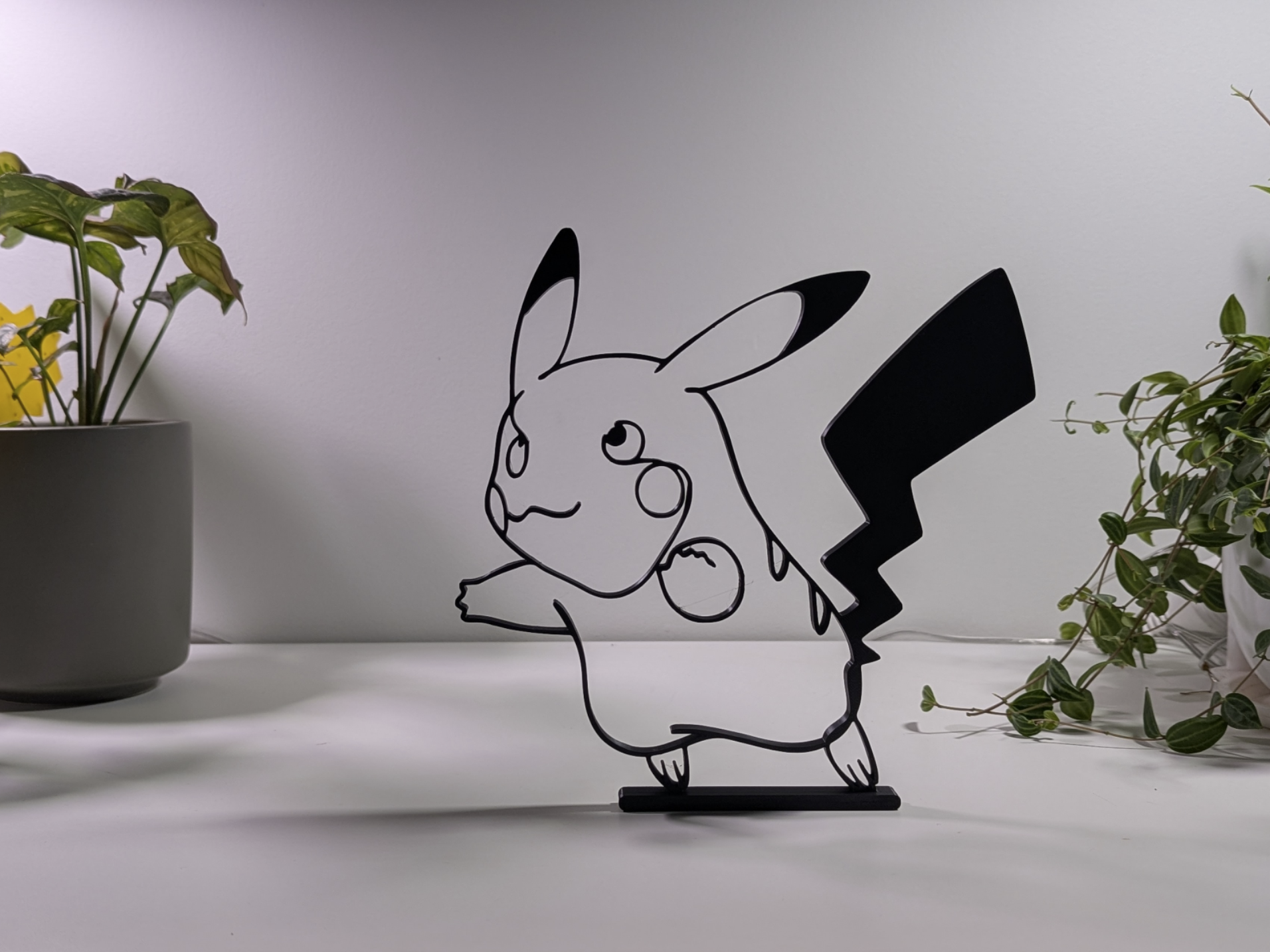 Pikachu Decor Desk Table 2D Line Art
