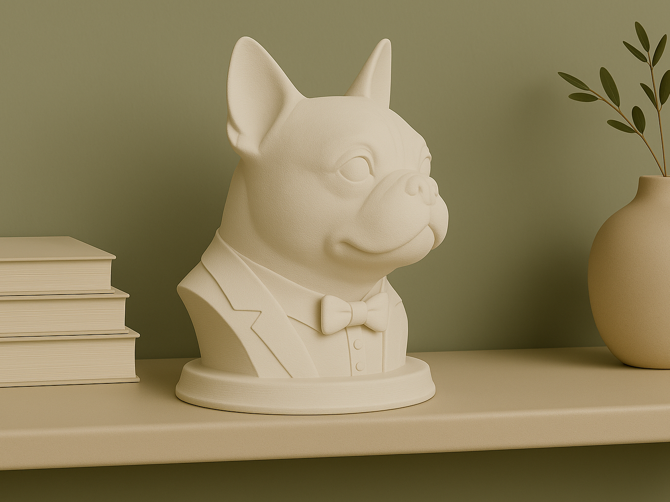 French Bulldog Bust – Dressed in Suit and Bow Tie