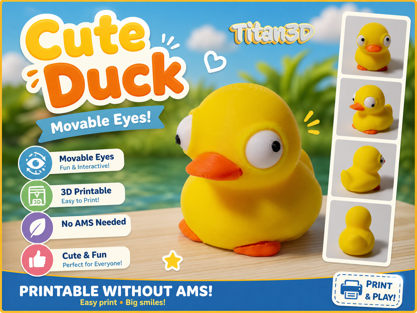 Cute Duck With Big Movable Eyes