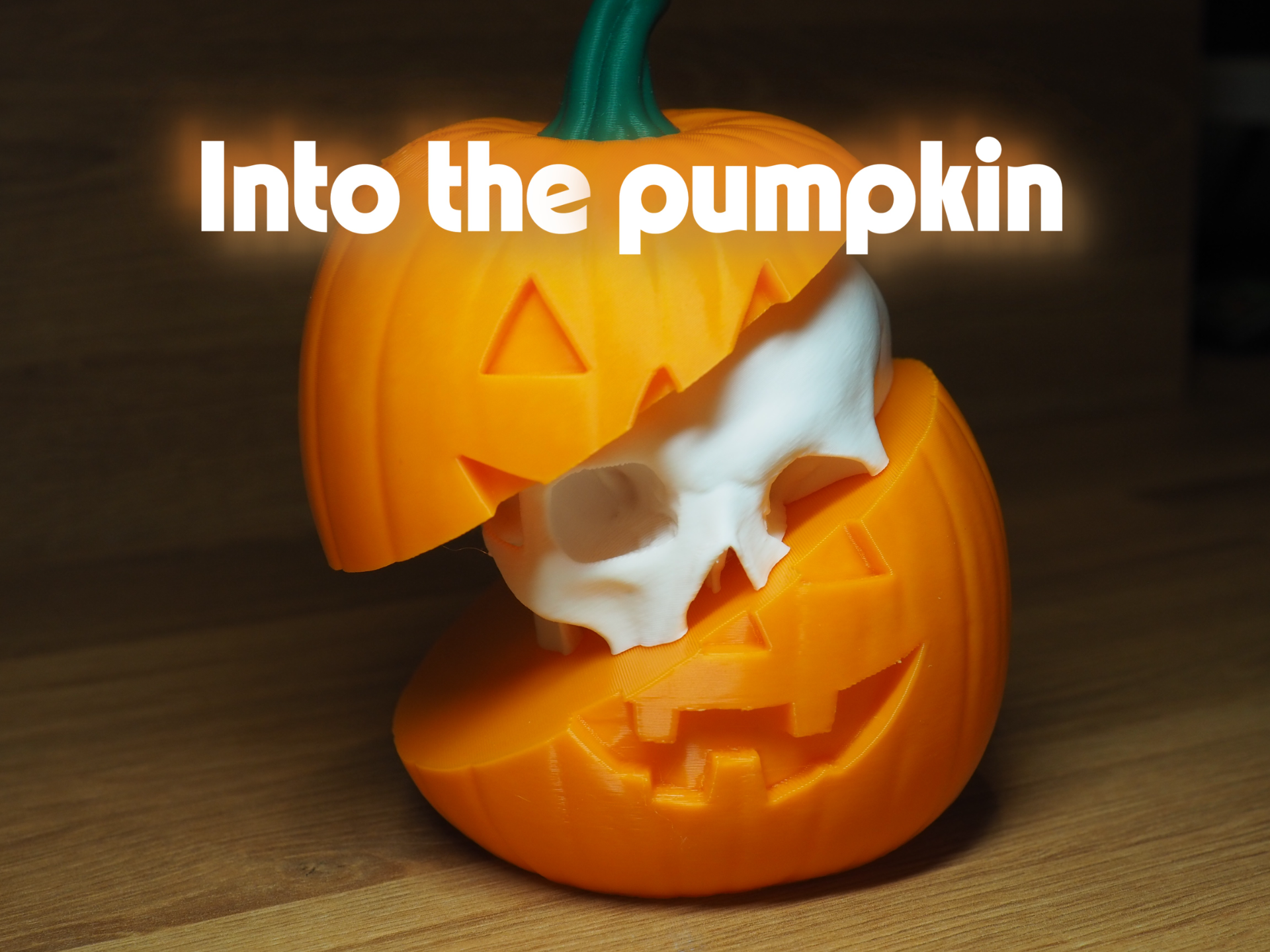 Into the pumpkin (there's a skull inside)