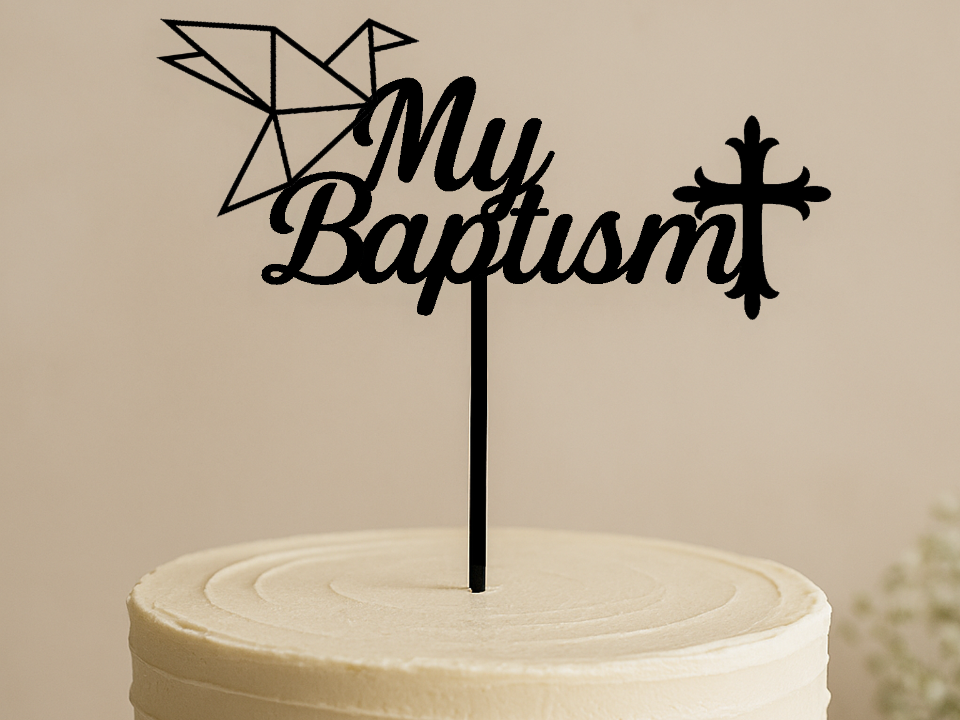 My Baptism Cake Topper (Origami Bird and/or Cross)