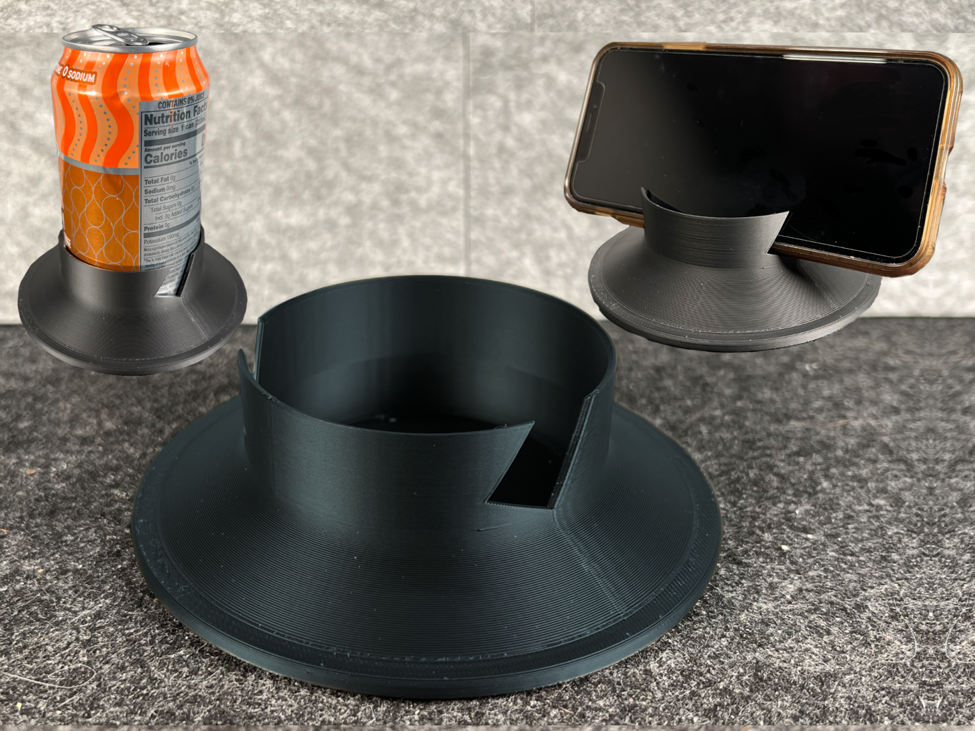 Anti-Tip Can and Phone Holder