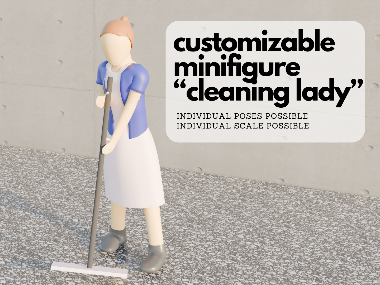 H0 Scale Minifigure "Cleaning lady"
