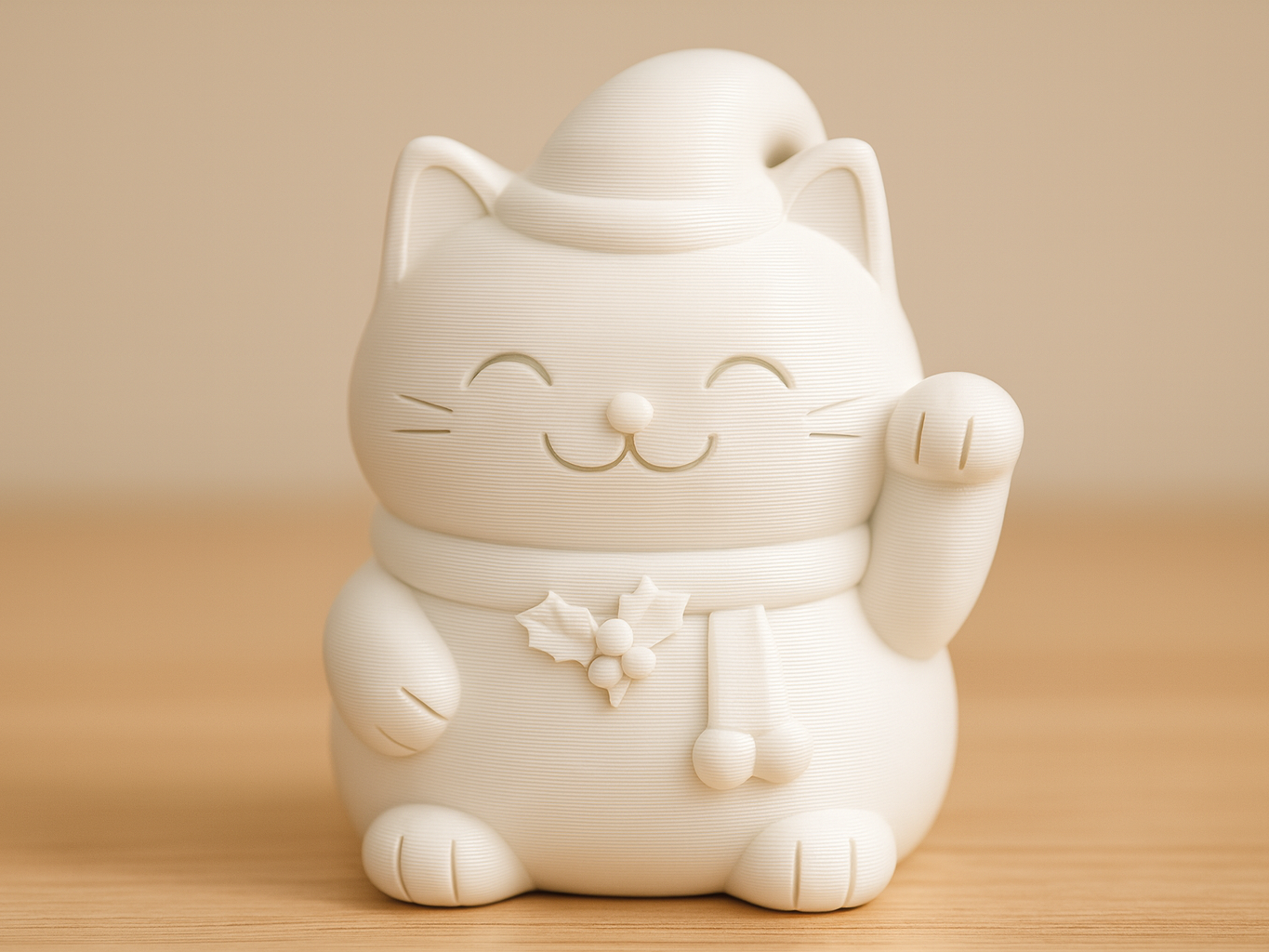 Christmas Maneki-Neko – Lucky Cat Figurine