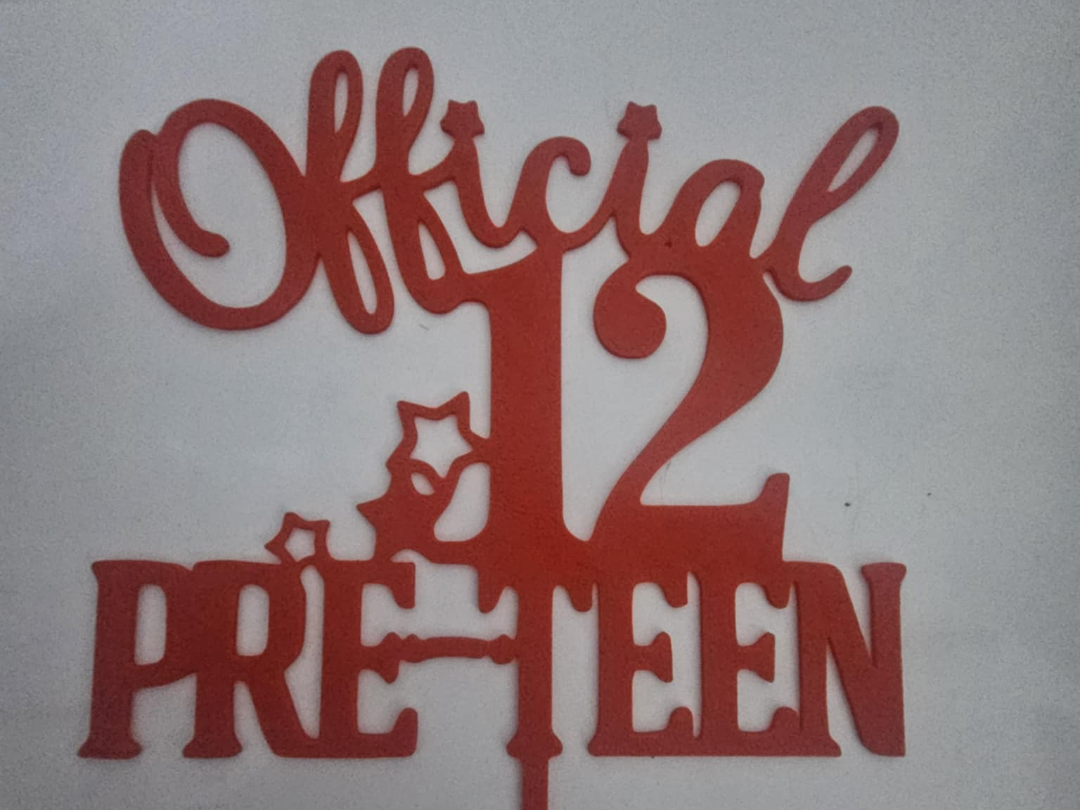 Official 12 Pre teen cake topper