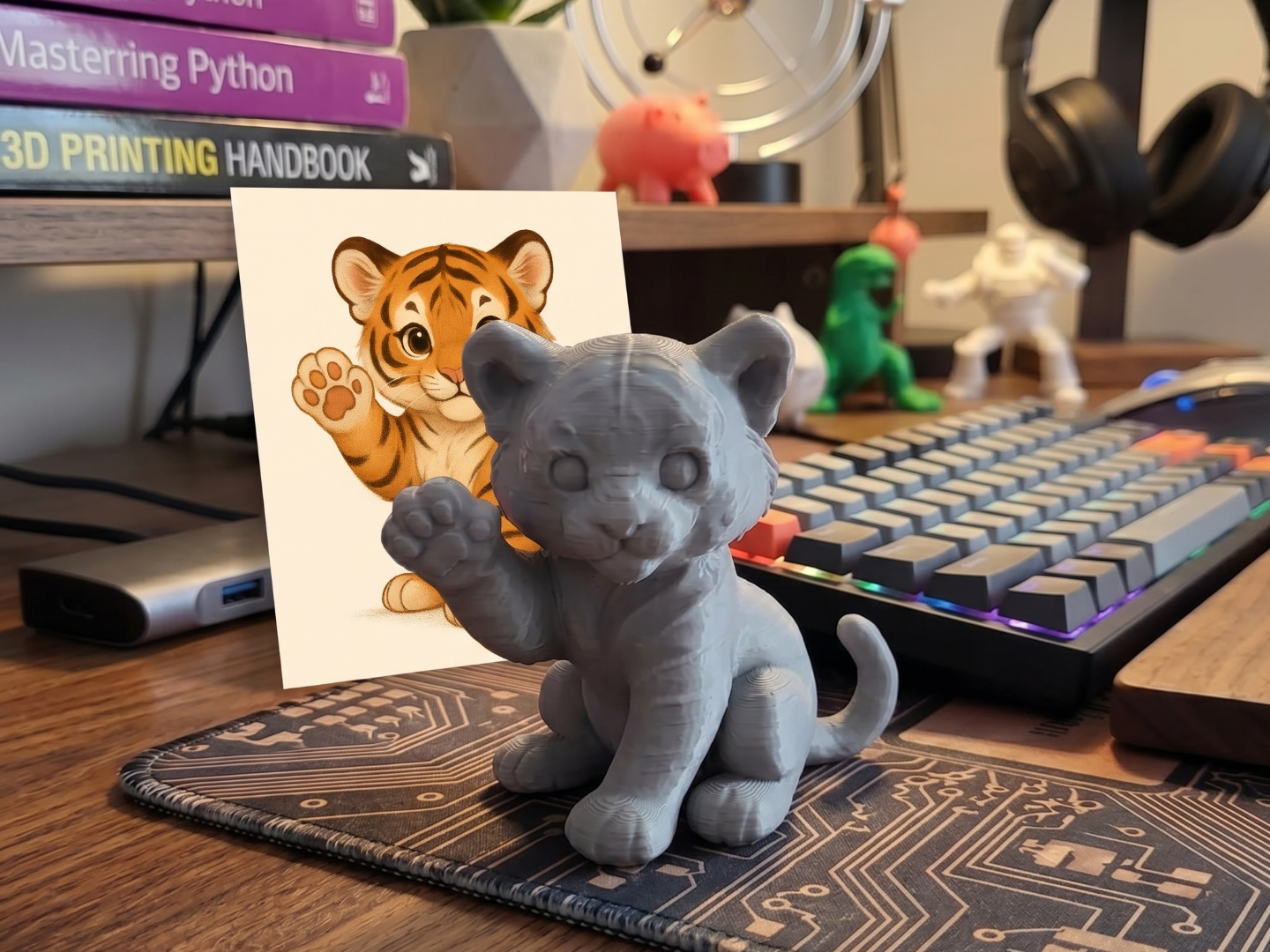 Cute Waving Tiger Cub