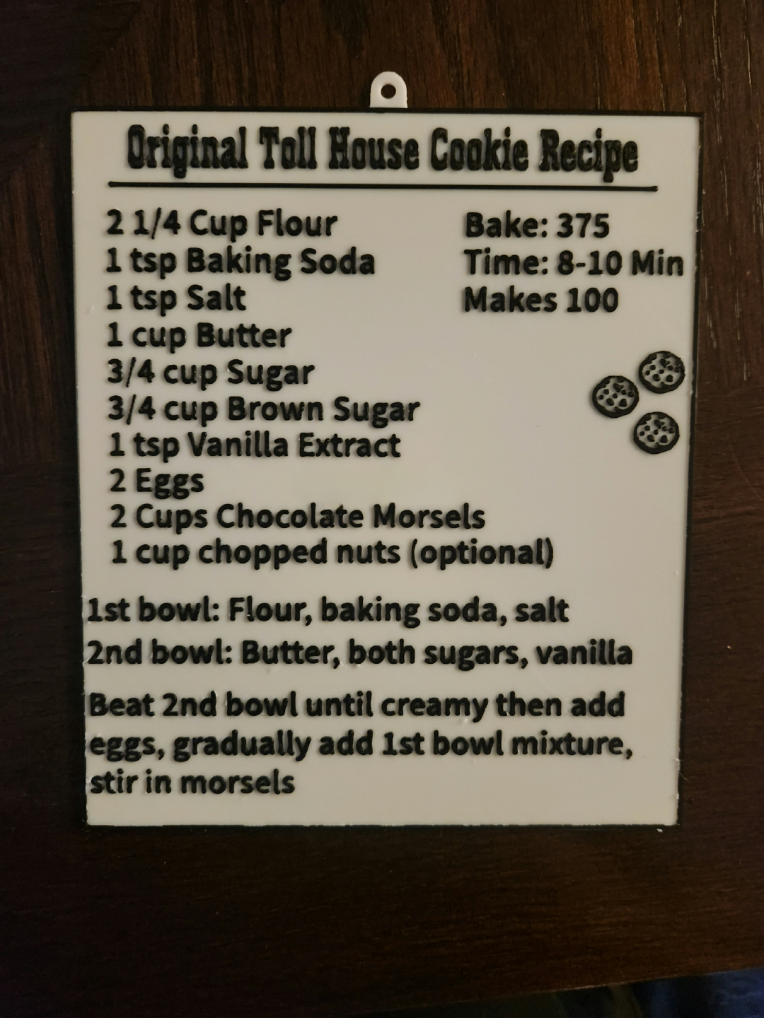 Original Toll House Cookie Recipe Sign