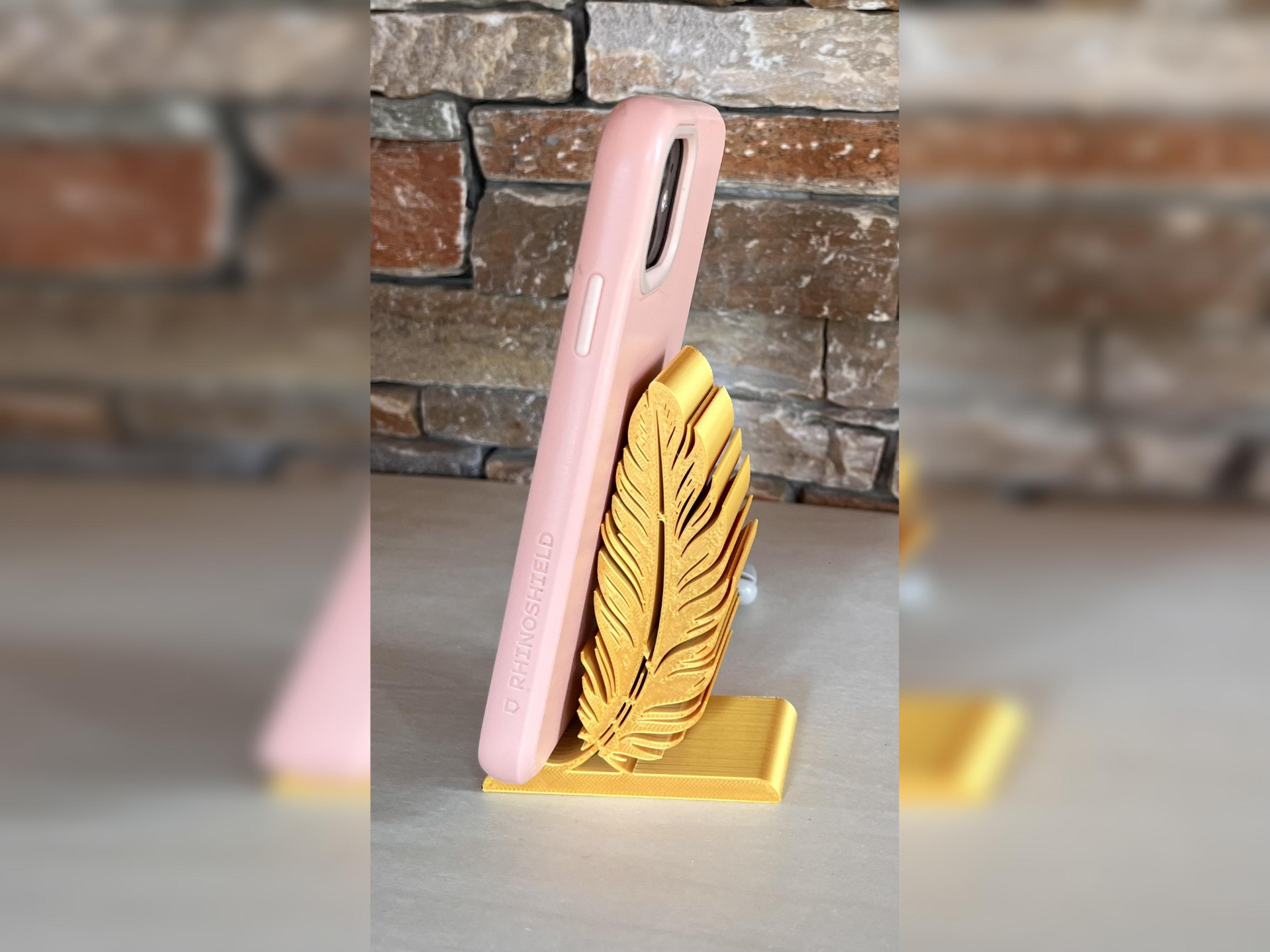 support téléphone plume feather stand phone holder