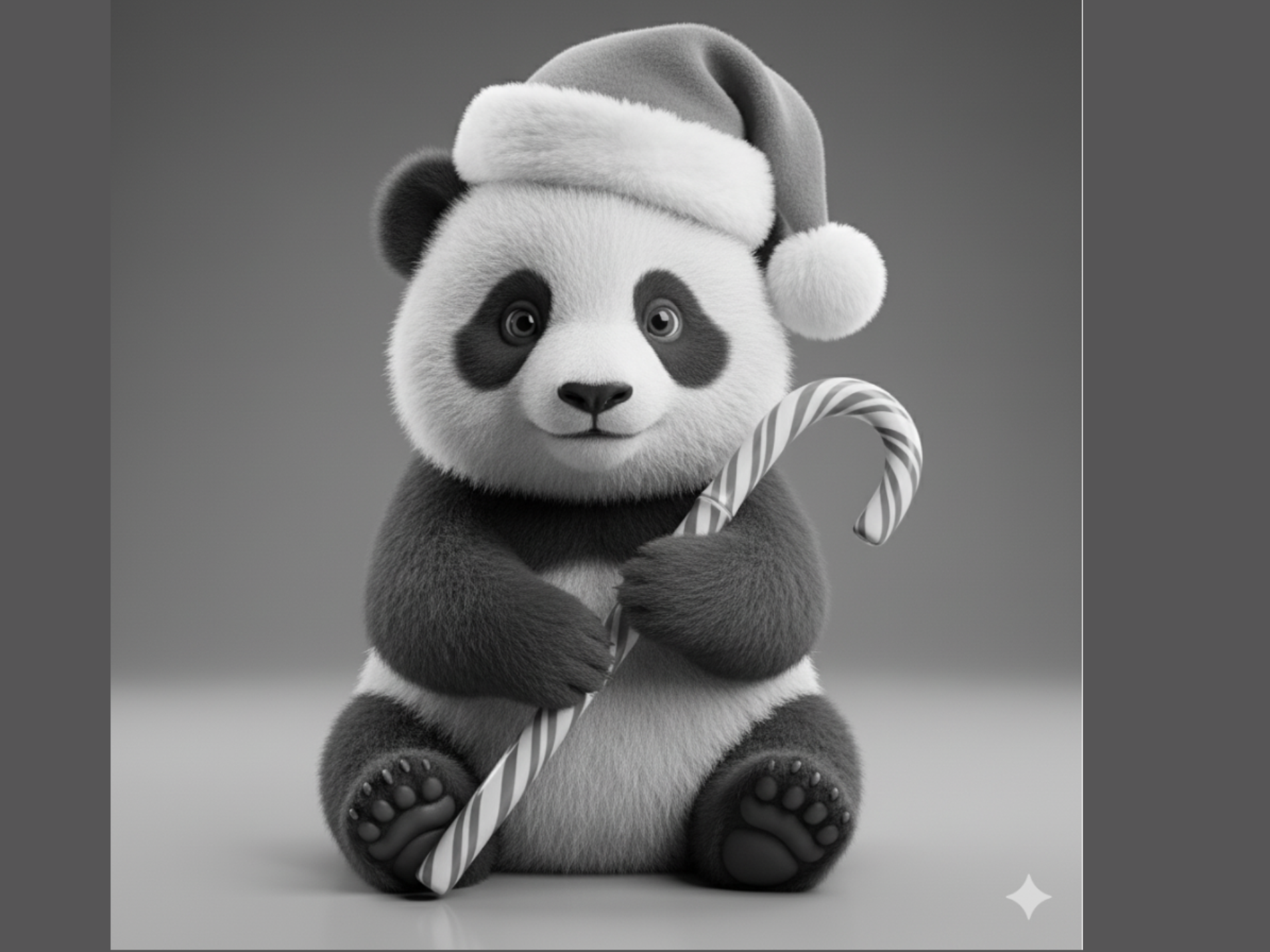Süßer Panda mit Weihnachtsmütze & Zuckerstange