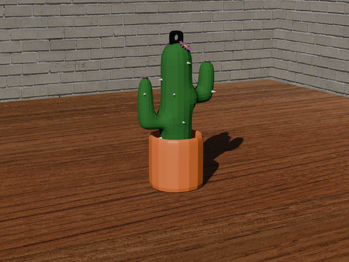 Llavero de Cactus Low-Poly - Modelo 3D de Llavero