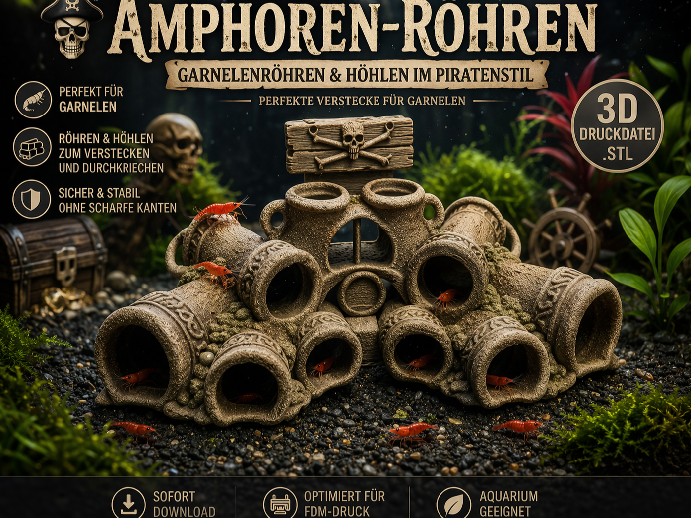 Garnelenröhre, Piraten, Aquarium, Fischversteck