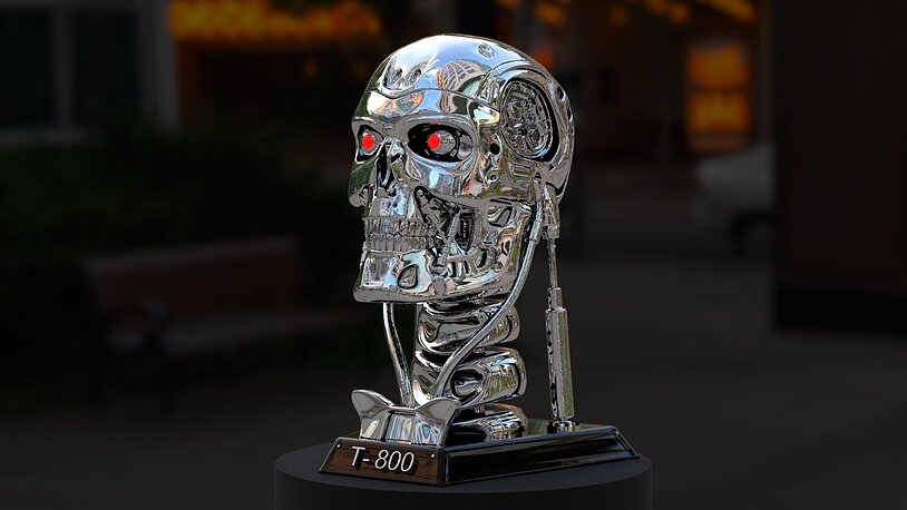 Terminator T-800 Skull Bust 3D Print Stl Model Diorama