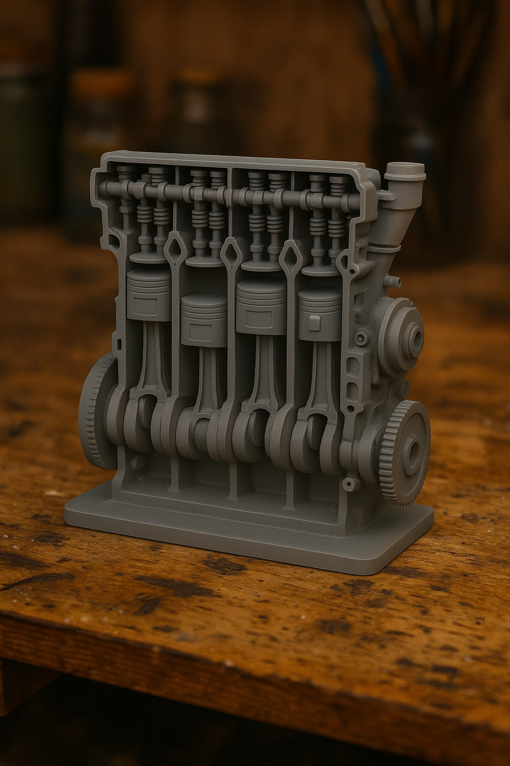 4-Cylinder Engine Model Cutaway Display