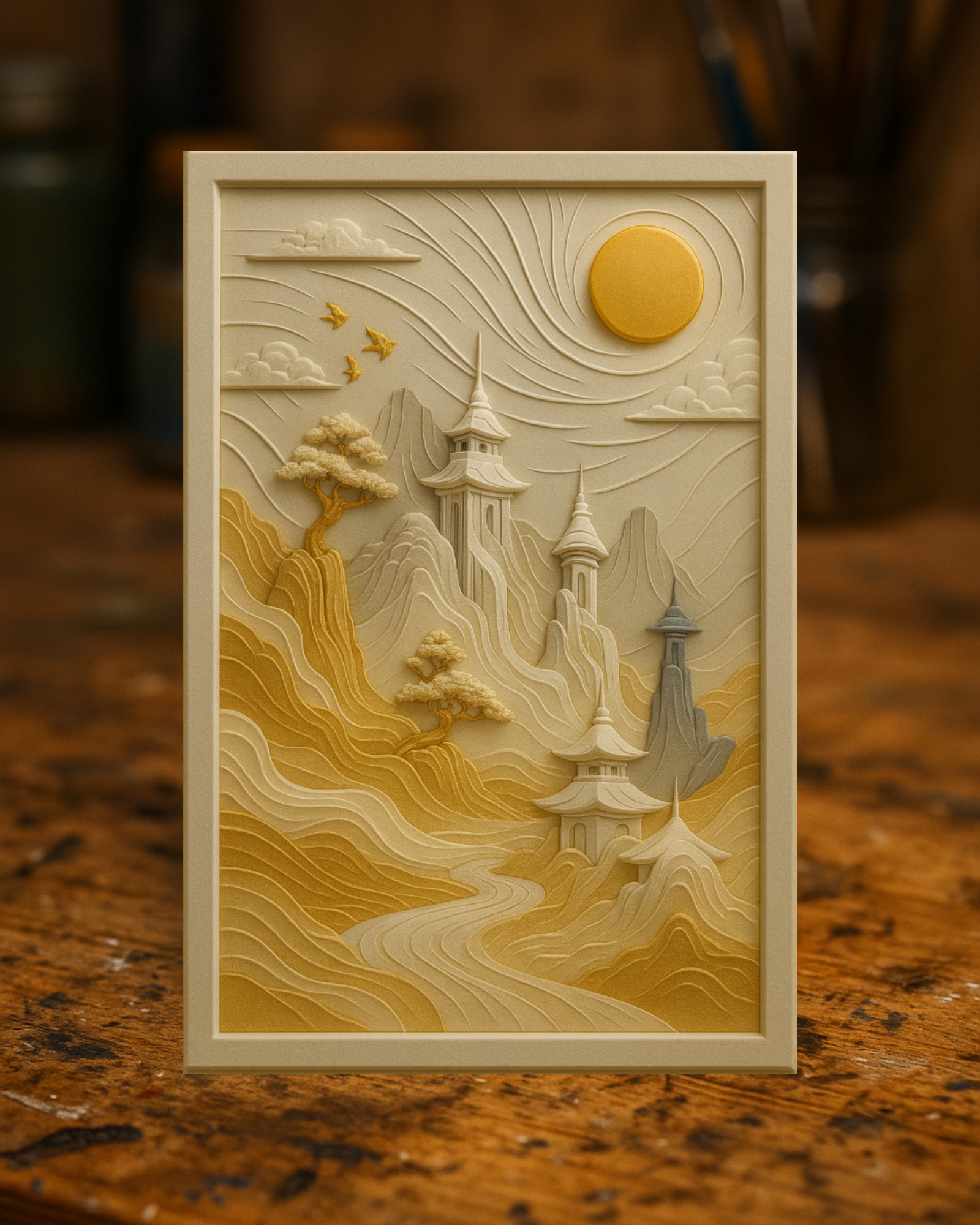 Layered Asian Landscape Wall Art