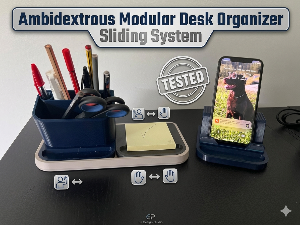 Desk Organizer - Sliding System for Ambidextrous