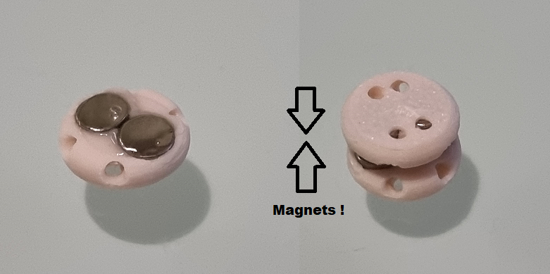 Magnetic clothing button for 4mm magnets - cosplay etc