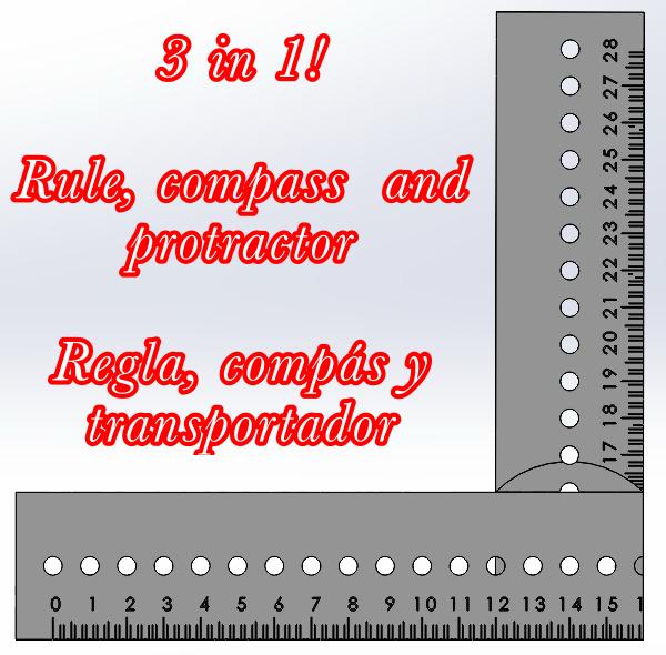 Ruler, compass and protractor 3 in 1! - Regla, compas y transportador ¡3 en 1!