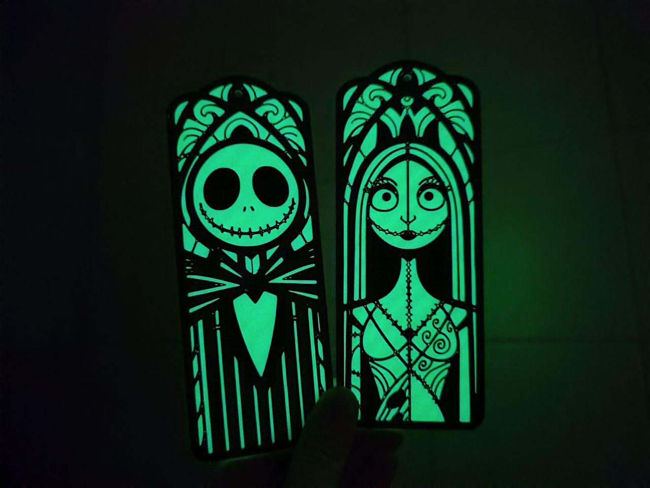 Jack and Sally Glow-in-the-Dark Fan Art – 2D Stained Glass Style