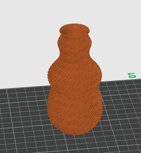 Abstract vase design with double spiral pattern "coke bottle"