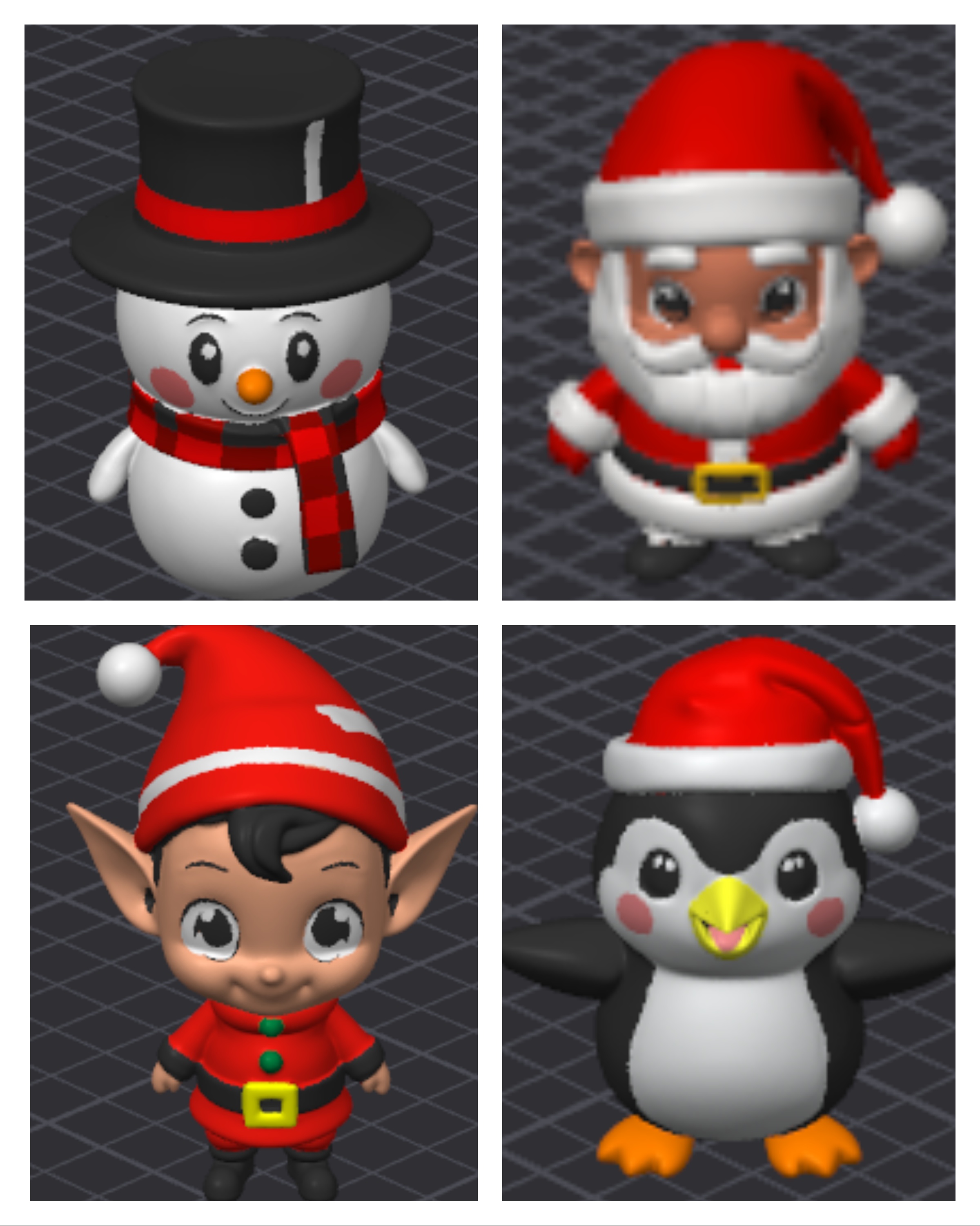 Cartoon Christmas Character Pack #1 - Cute Xmas Figures MMU/MMS/AMS (PRE-PAINTED)