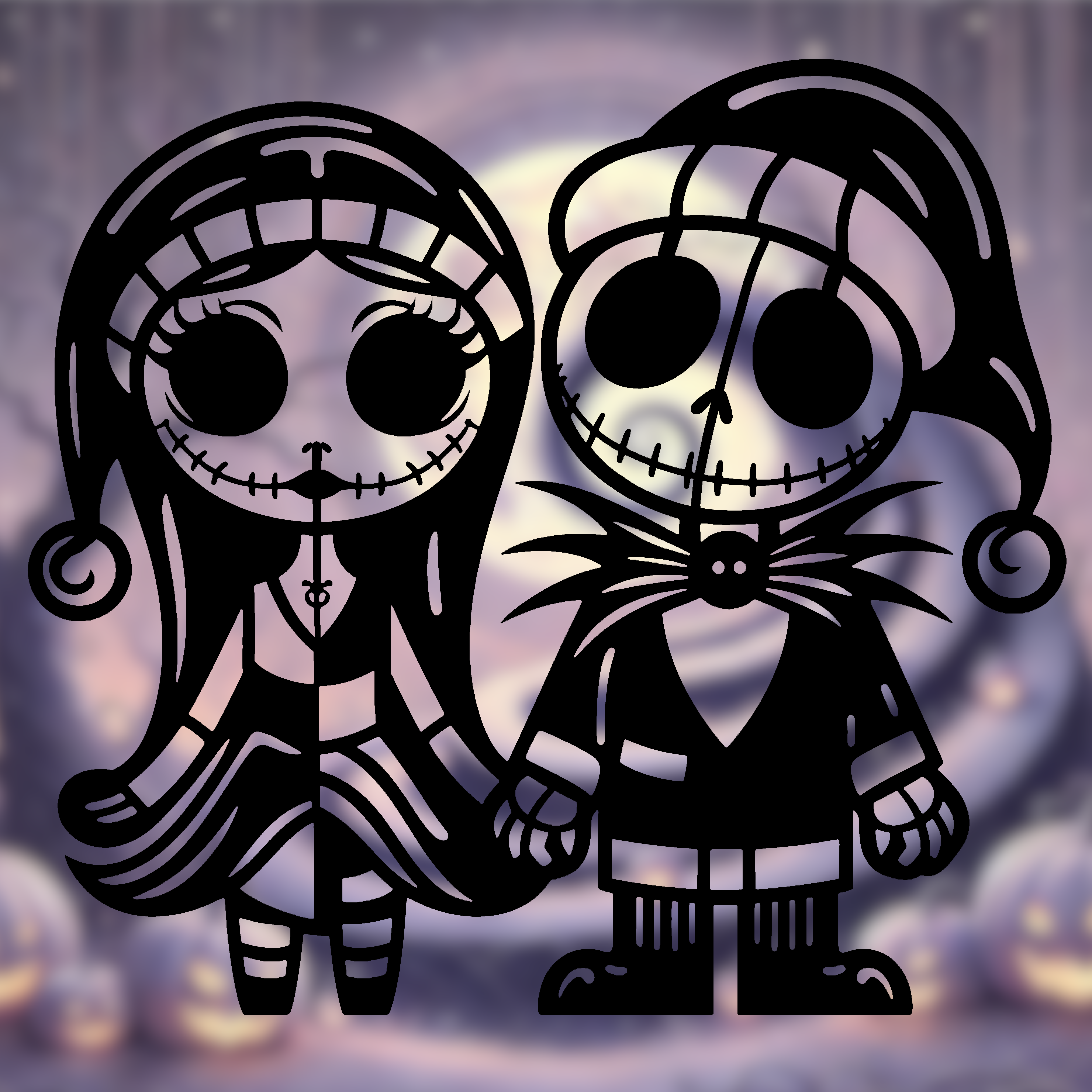 Jack and Sally Skellington as Santa Claus - Christmas Wall Art
