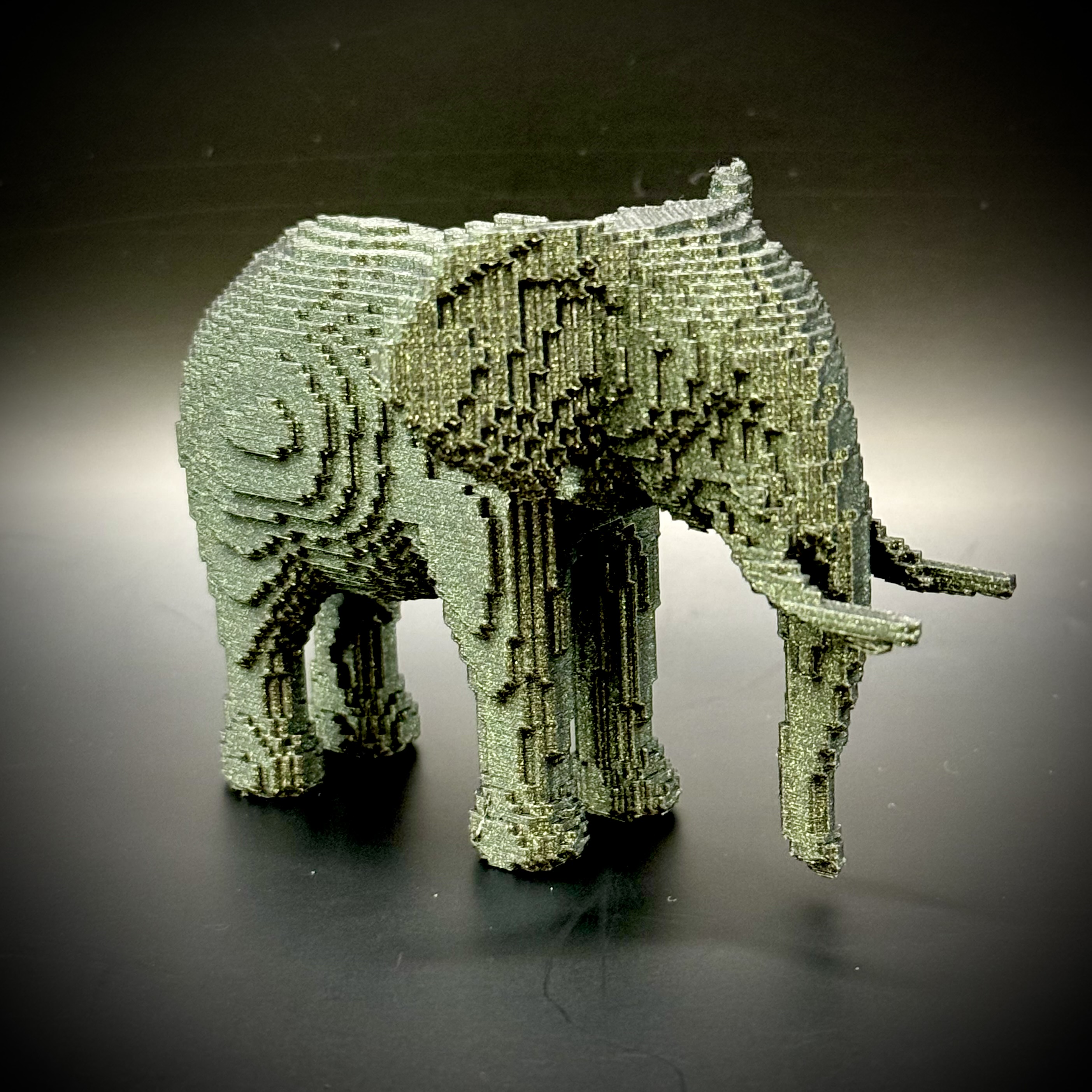 Voxel African Elephant Figurine