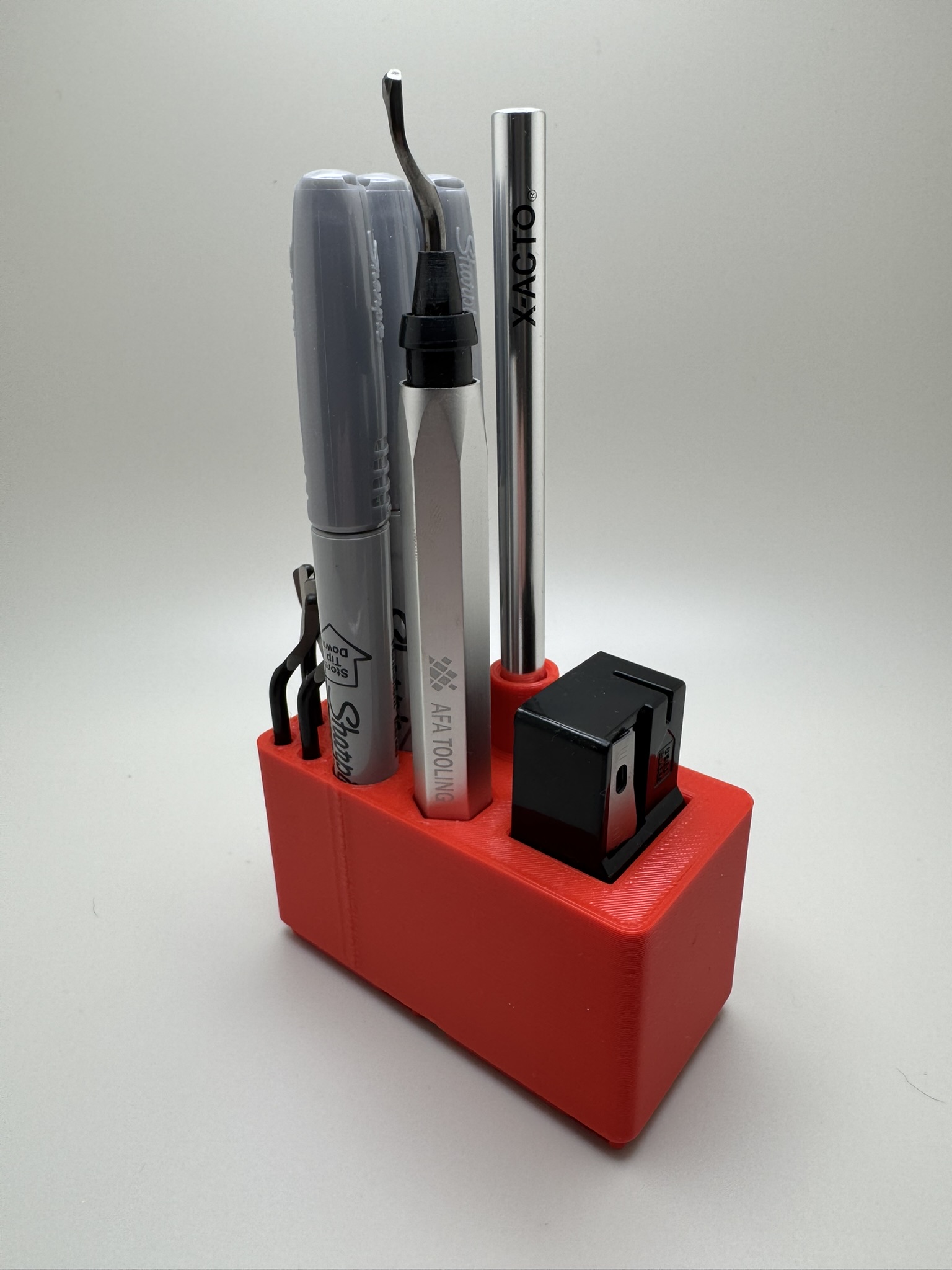 Gridfinity Refined X-Acto Hobby Knife AFA Deburring Tool and Sharpie Holder