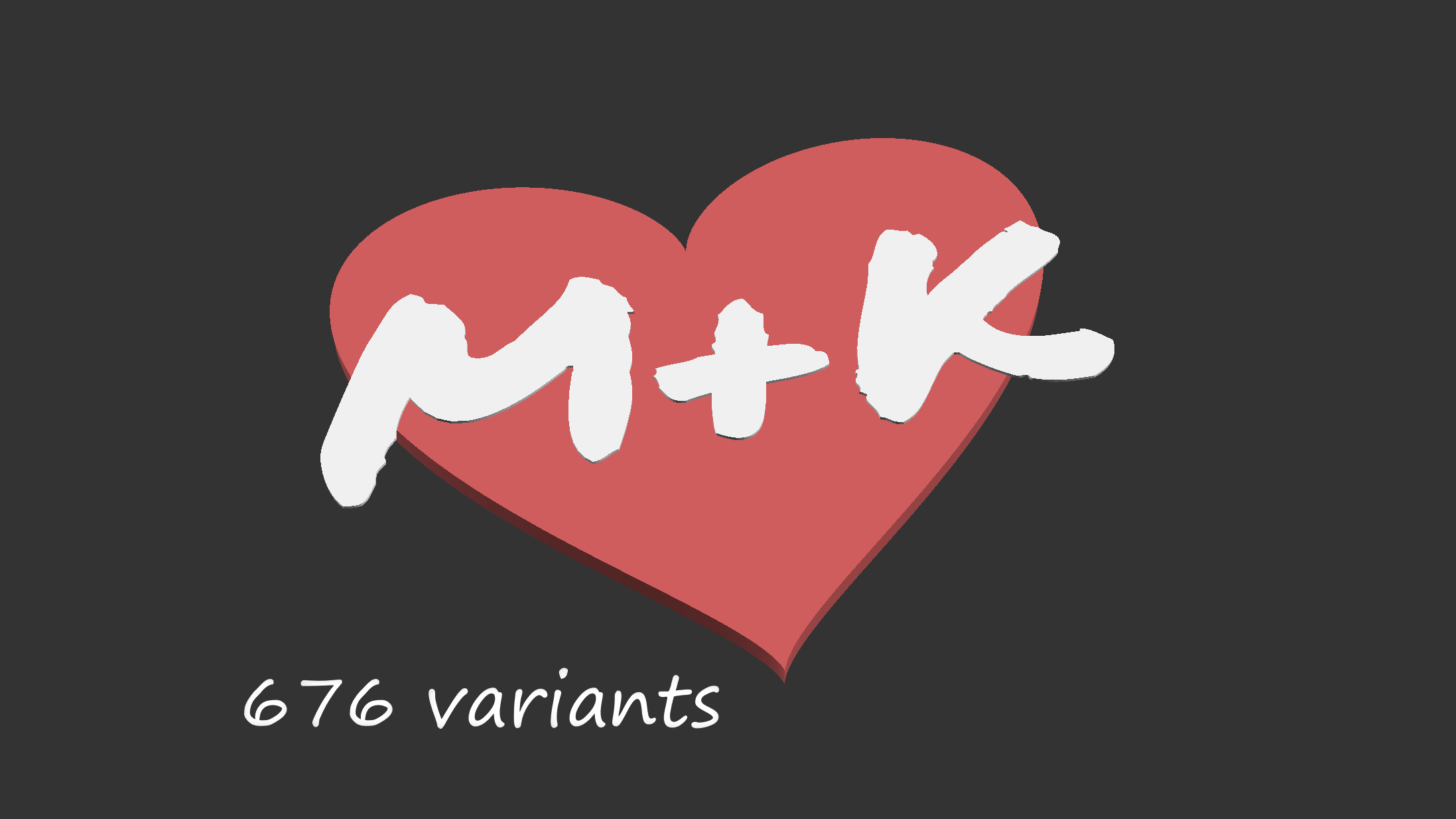 Heart initials for couples, Valentine's day sign, wedding initials