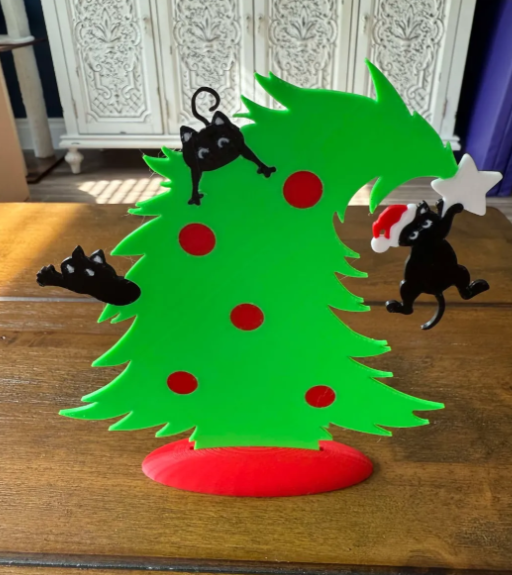 Mischievous Cats in the Christmas Tree - Decor
