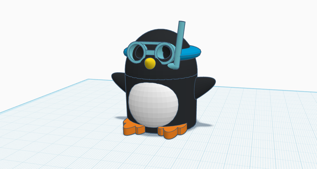 Cute/happy penguin with scubadiving gear