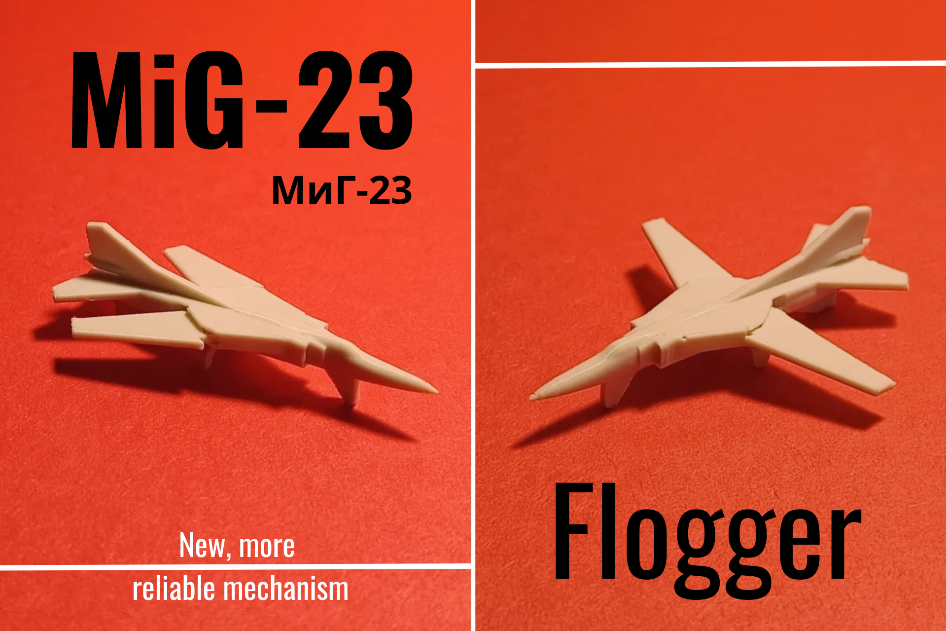 MiG-23 Flogger print-in-place and articulated micro jet fighter + MiG-27 variant