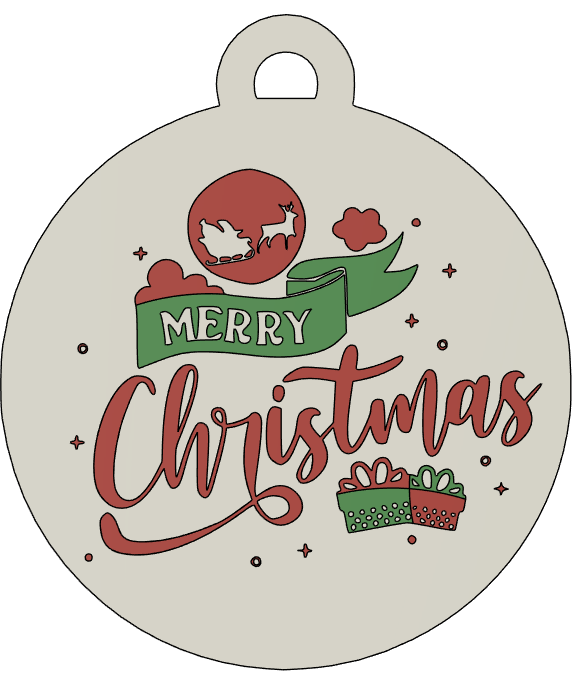 Multicolor Merry Christmas 2D Bauble 3 – Festive and Vibrant!