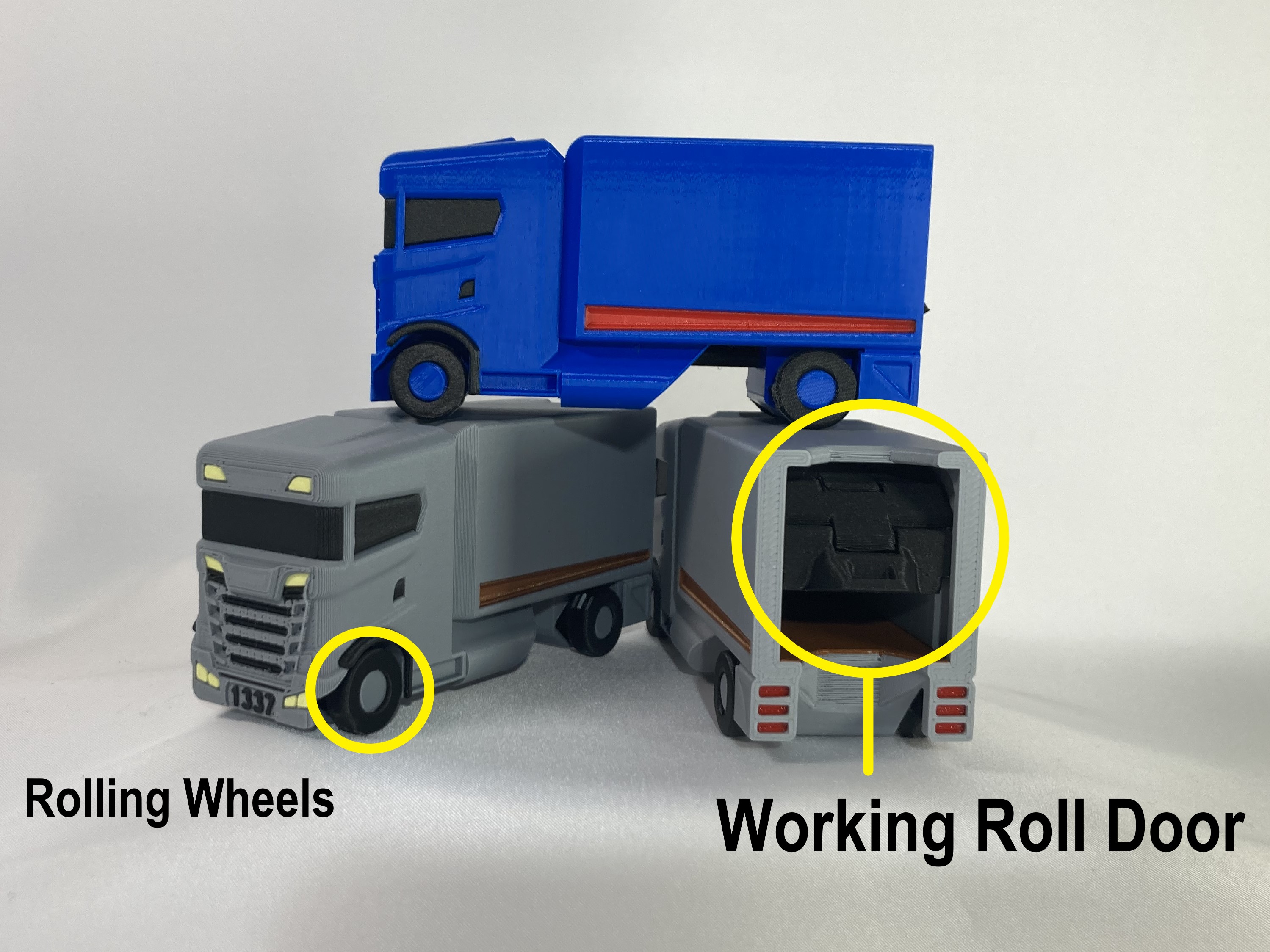 Articulated Euro Box Truck (Print in Place, No Supports)