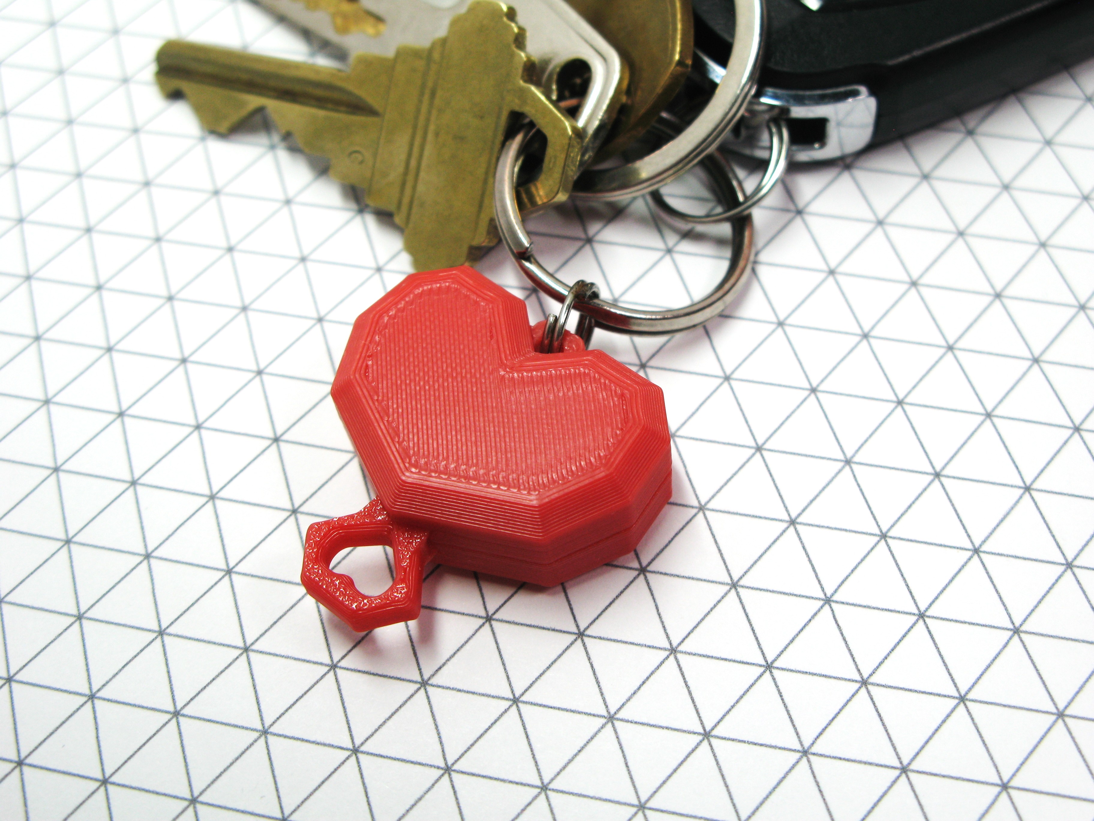 Geometric Heart Locket with Key - Personalized Text