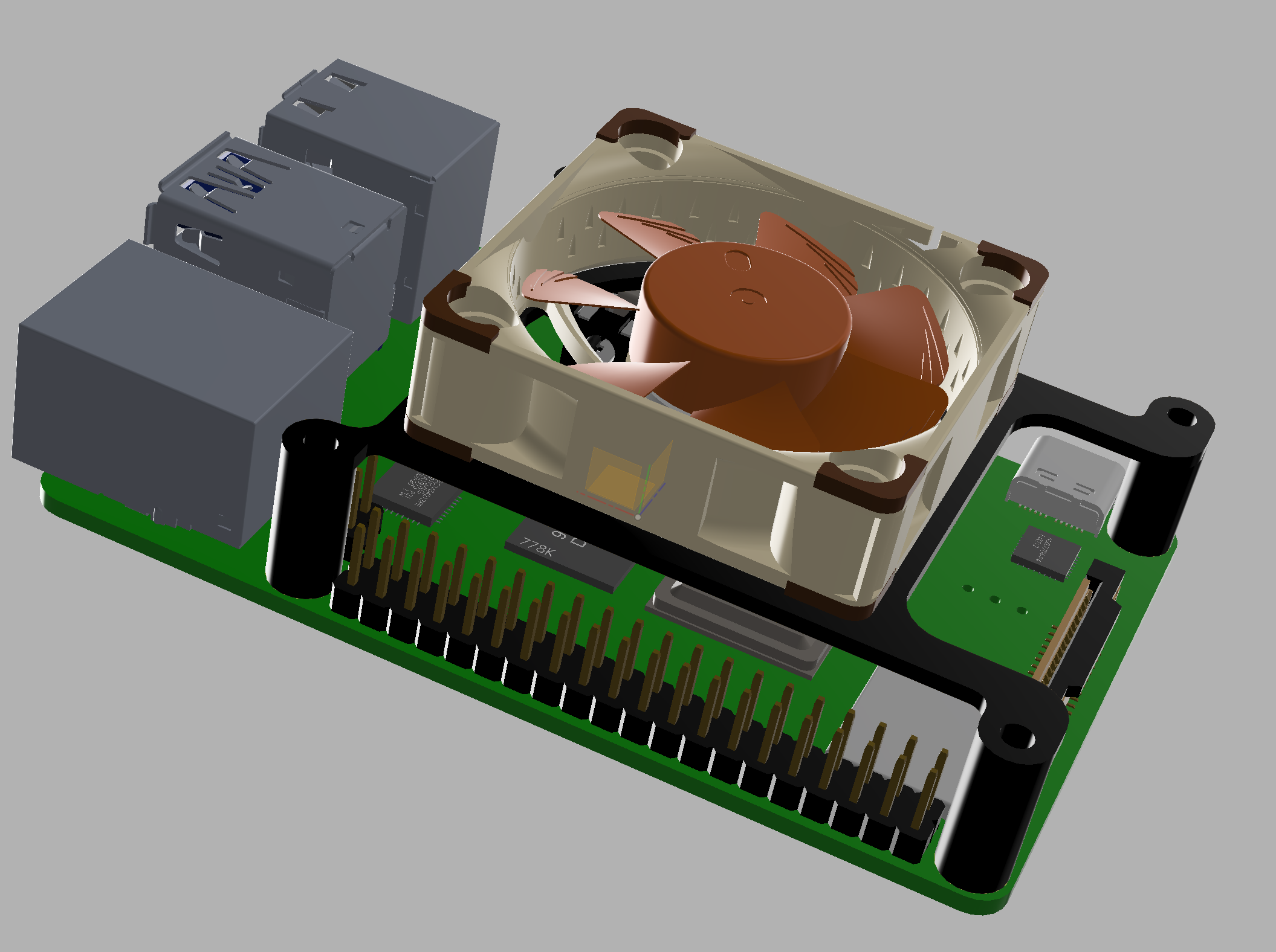 Fanmount for 40mm Fan on a Raspberry 4