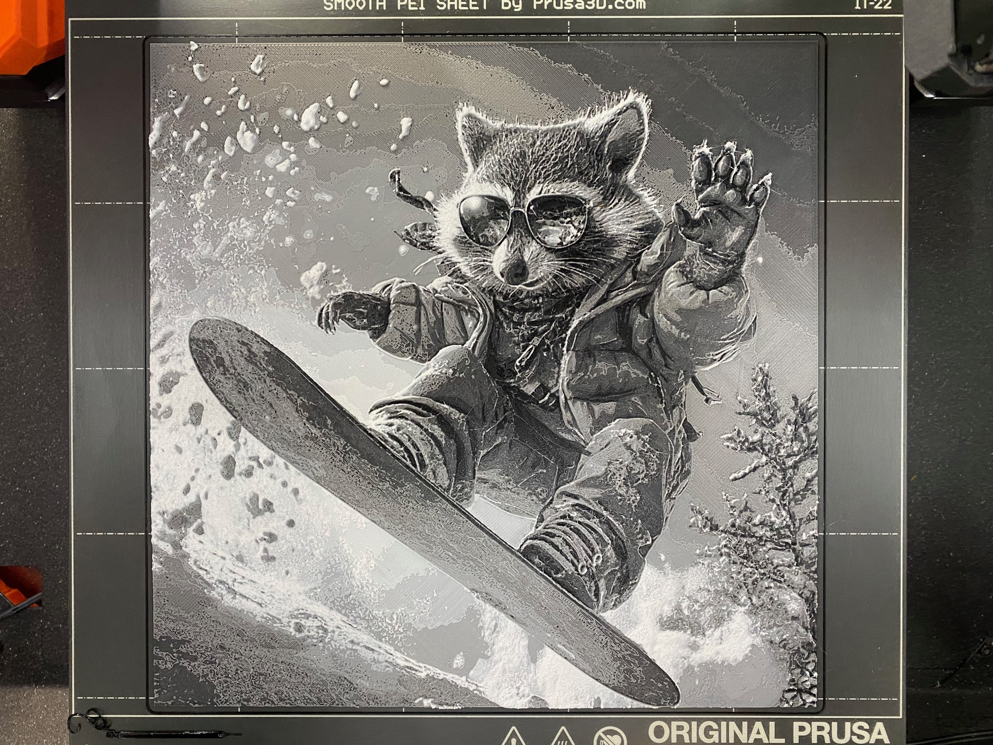 Snowboarding Raccoon - Hueforge