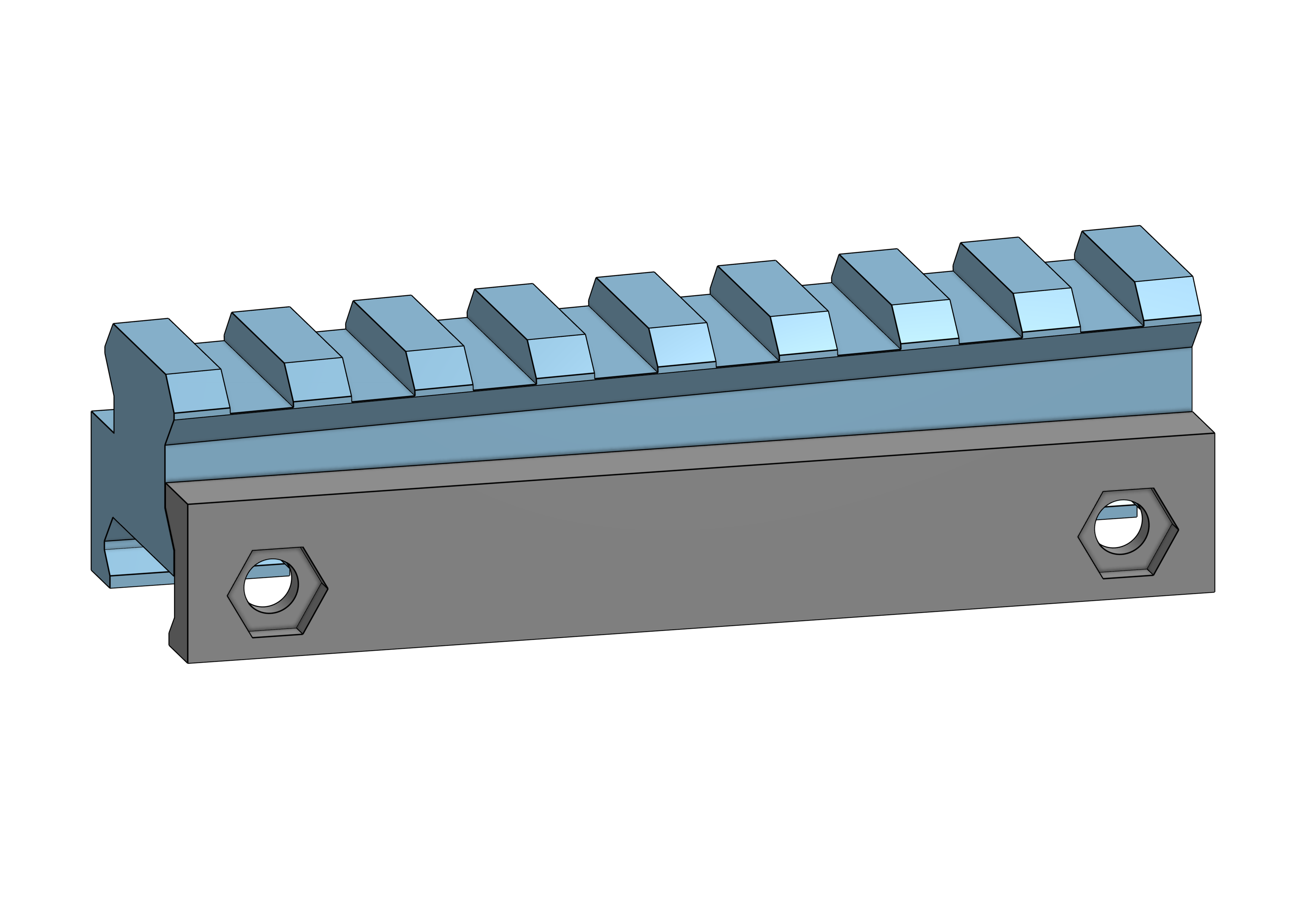 Angled Picatinny (1.5 degrees) various lengths for long shots or low muzzle velocity