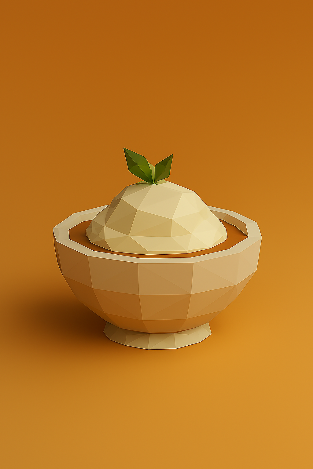 Low Poly Thanksgiving Mashed Potatoes Bowl 3D Model